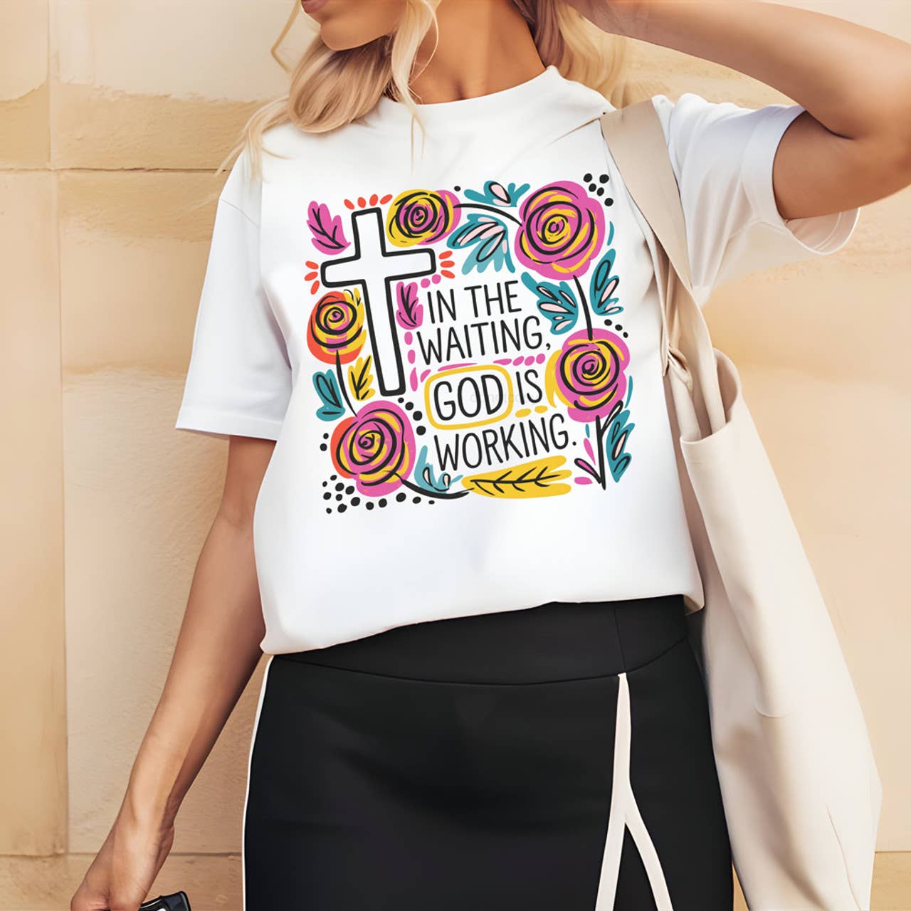 In the Waiting God Is Working Boho Tee Hoodie, Sweatshirt | PodTeesHub.com