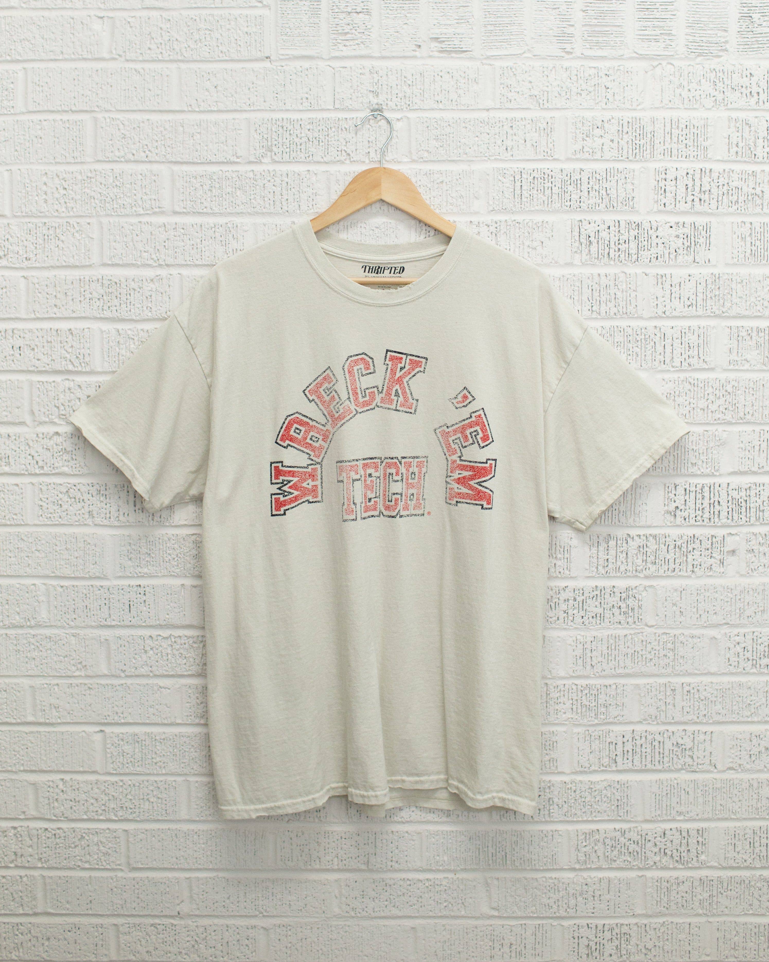 Texas Tech Red Raiders Mega Arch Off White Thrifted Tee Hoodie, Sweatshirt | PodTeesHub.com