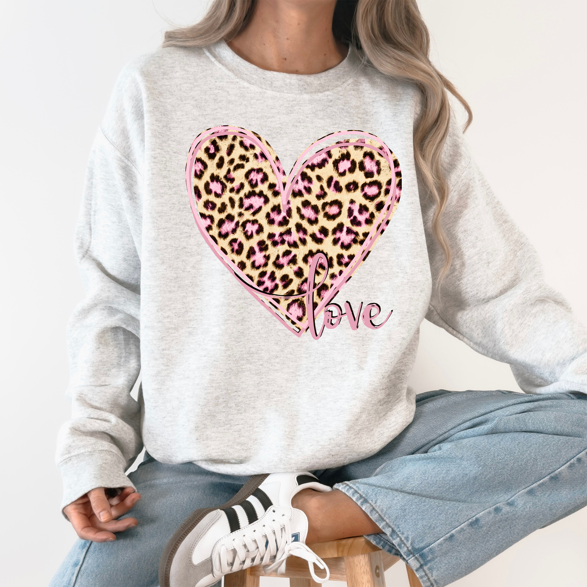 Leopard Print Heart, Love, Valentine's Day Sweatshirt T-Shirts, Hoodie | PodTeesHub.com