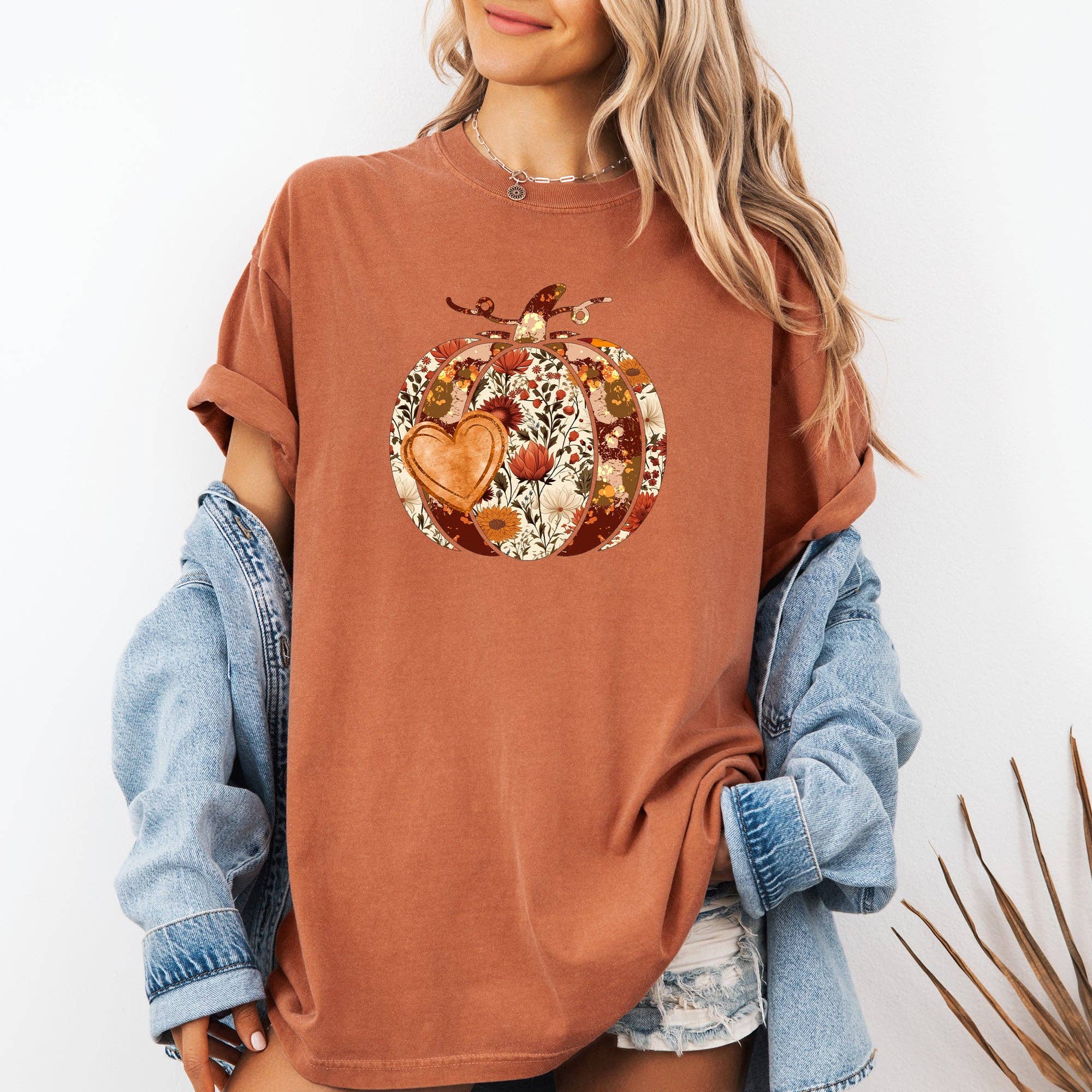 Pumpkin, Heart, Love, Thanksgiving Fall Autumn Flower Tshirt Hoodie, Sweatshirt | PodTeesHub.com