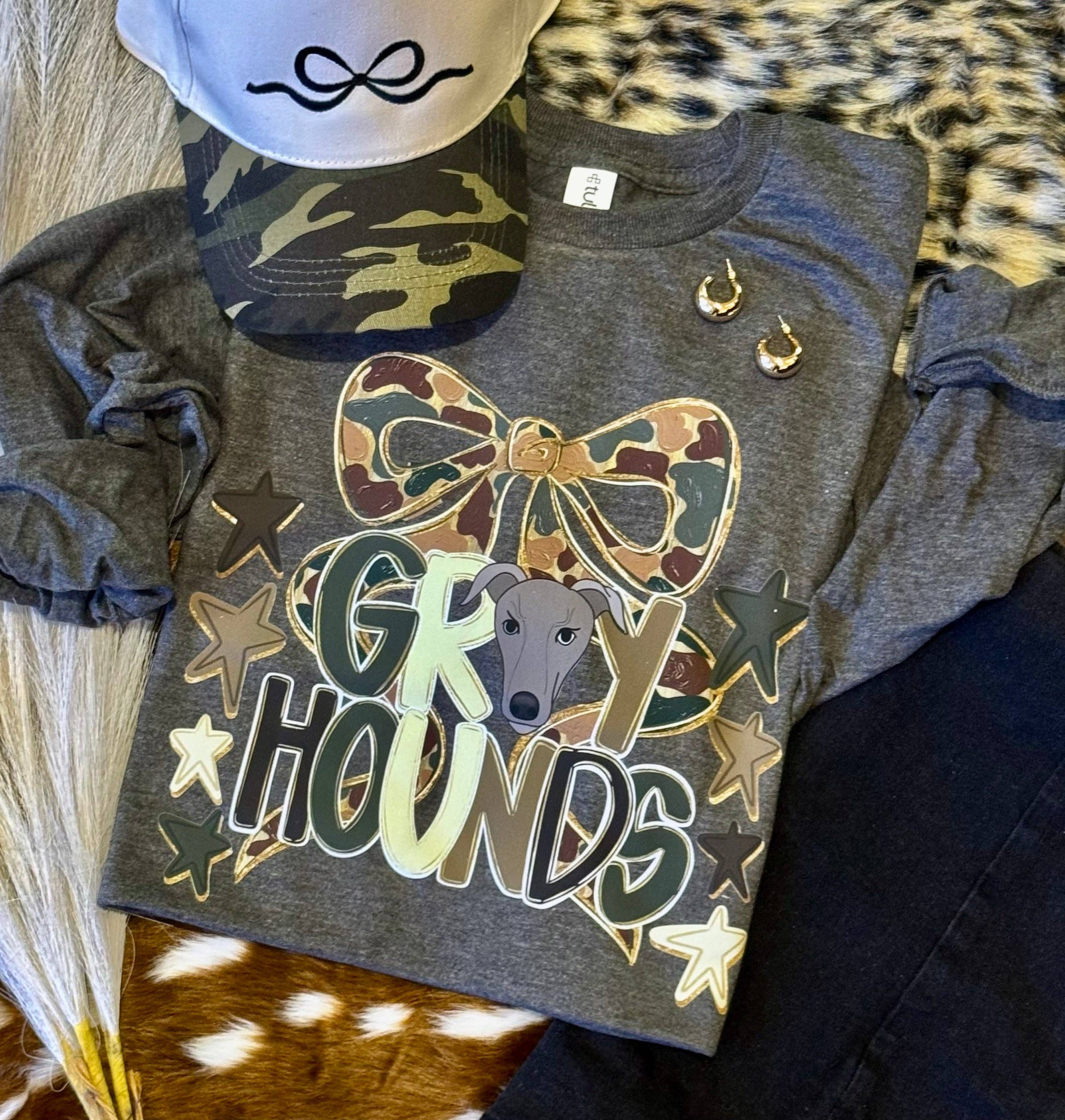 Grey Hounds Camo Bow Tee / Long Sleeve Hoodie, Sweatshirt | PodTeesHub.com