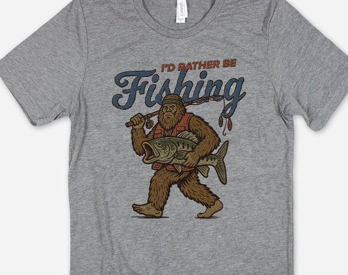 I'd Rather Be Fishing Bigfoot - Funny Fishing Graphic Shirt Hoodie, Sweatshirt | PodTeesHub.com