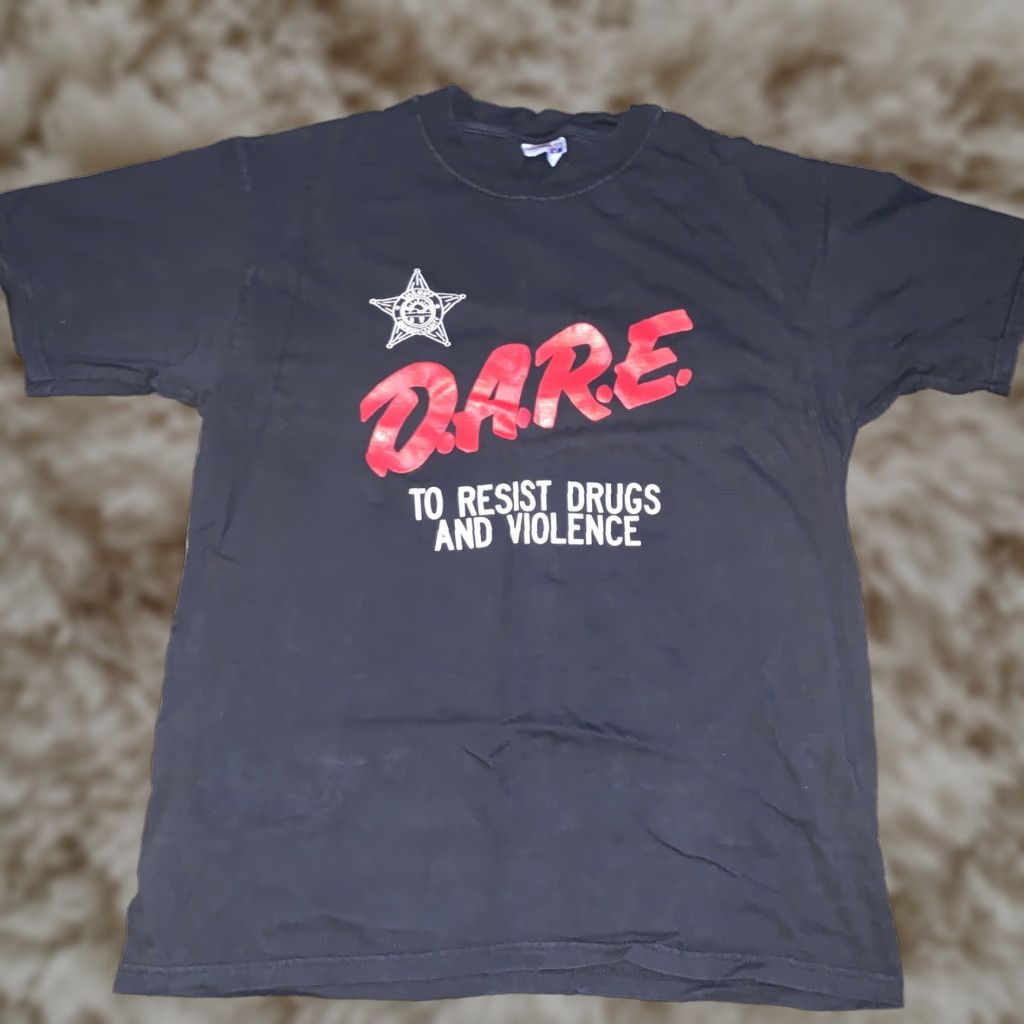 Vintage All Sport Black L Dare Print Crew Neck Short Sleeve T-Shirts, Hoodie, Sweatshirt