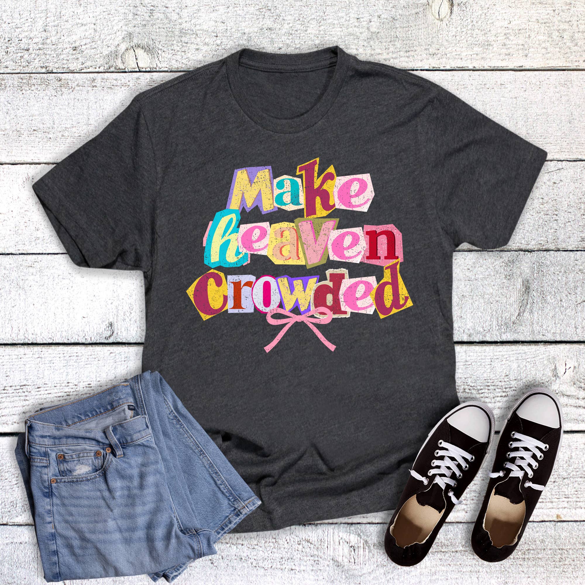 Make Heaven Crowded Magazine Letters Graphic Tee Hoodie, Sweatshirt | PodTeesHub.com