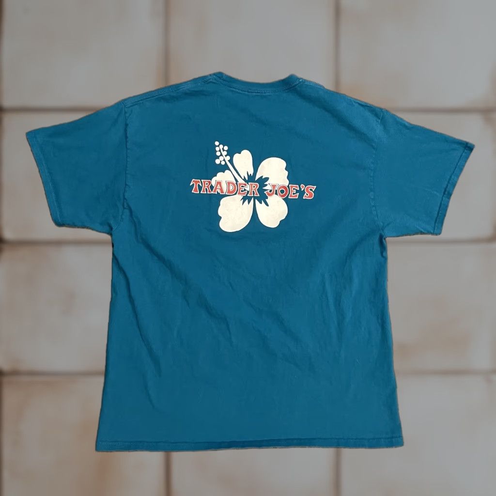 Vintage Trader Joe S Hibiscus Shirt L Men Blue Graphic Tee Tshirt Crew Neck Short Sleeve Log Hoodie, Sweatshirt