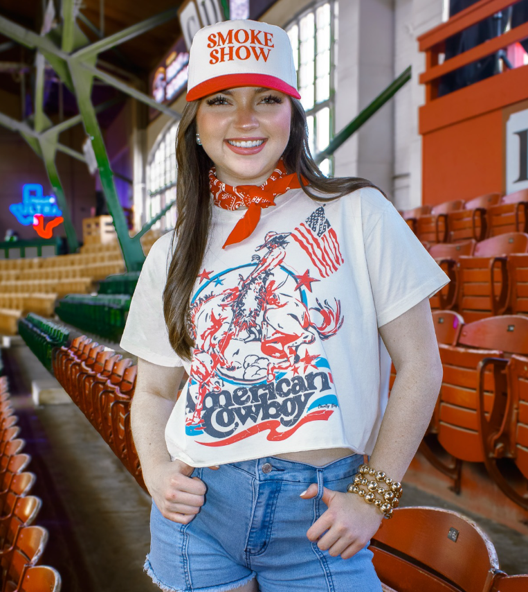 American Cowboy Vintage Relaxed Crop T-Shirt Hoodie, Sweatshirt | PodTeesHub.com