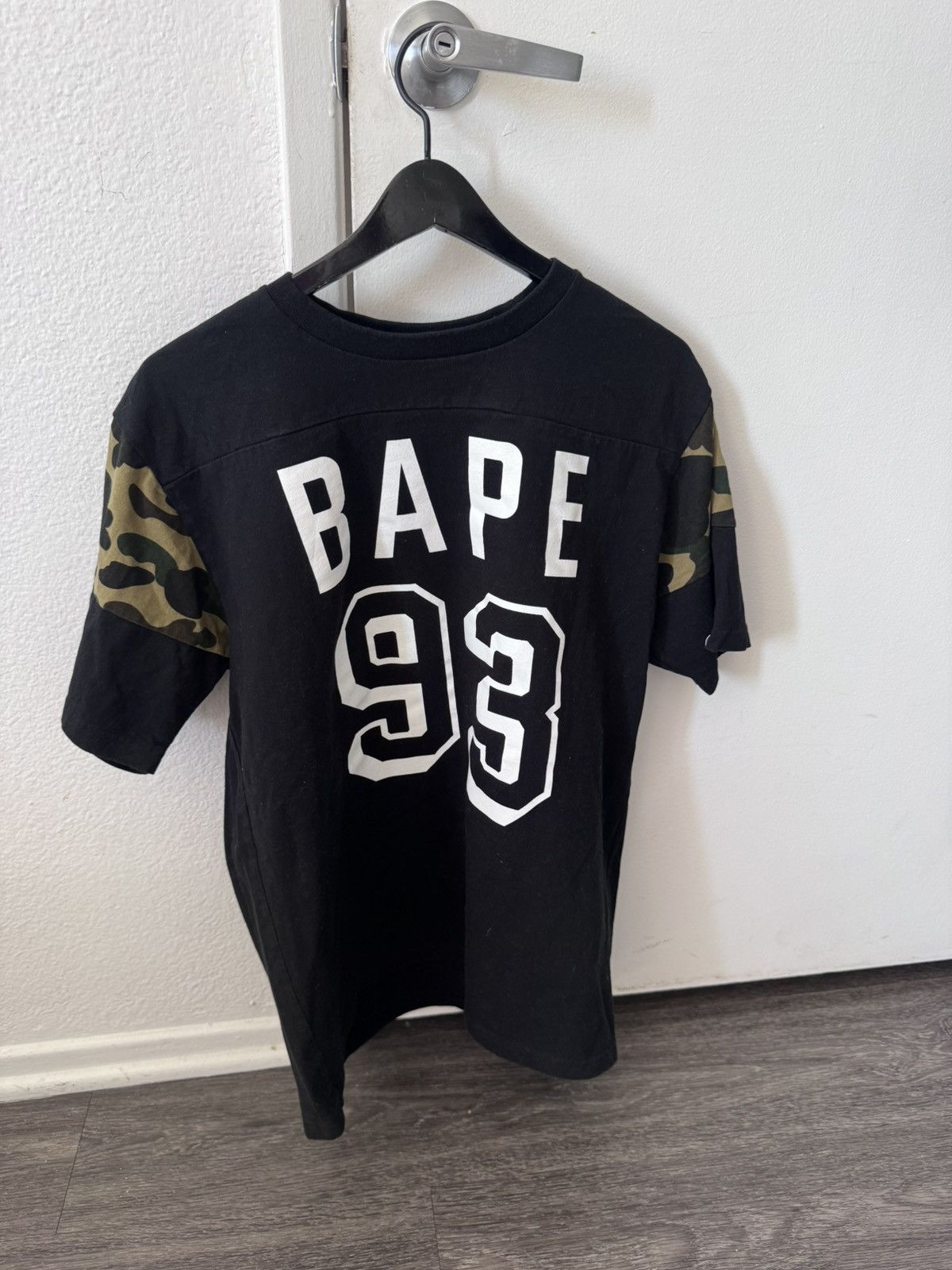 Bape Camo Sleeve Jersey Style Tee Shirt Hoodie, Sweatshirt | PodTeesHub.com