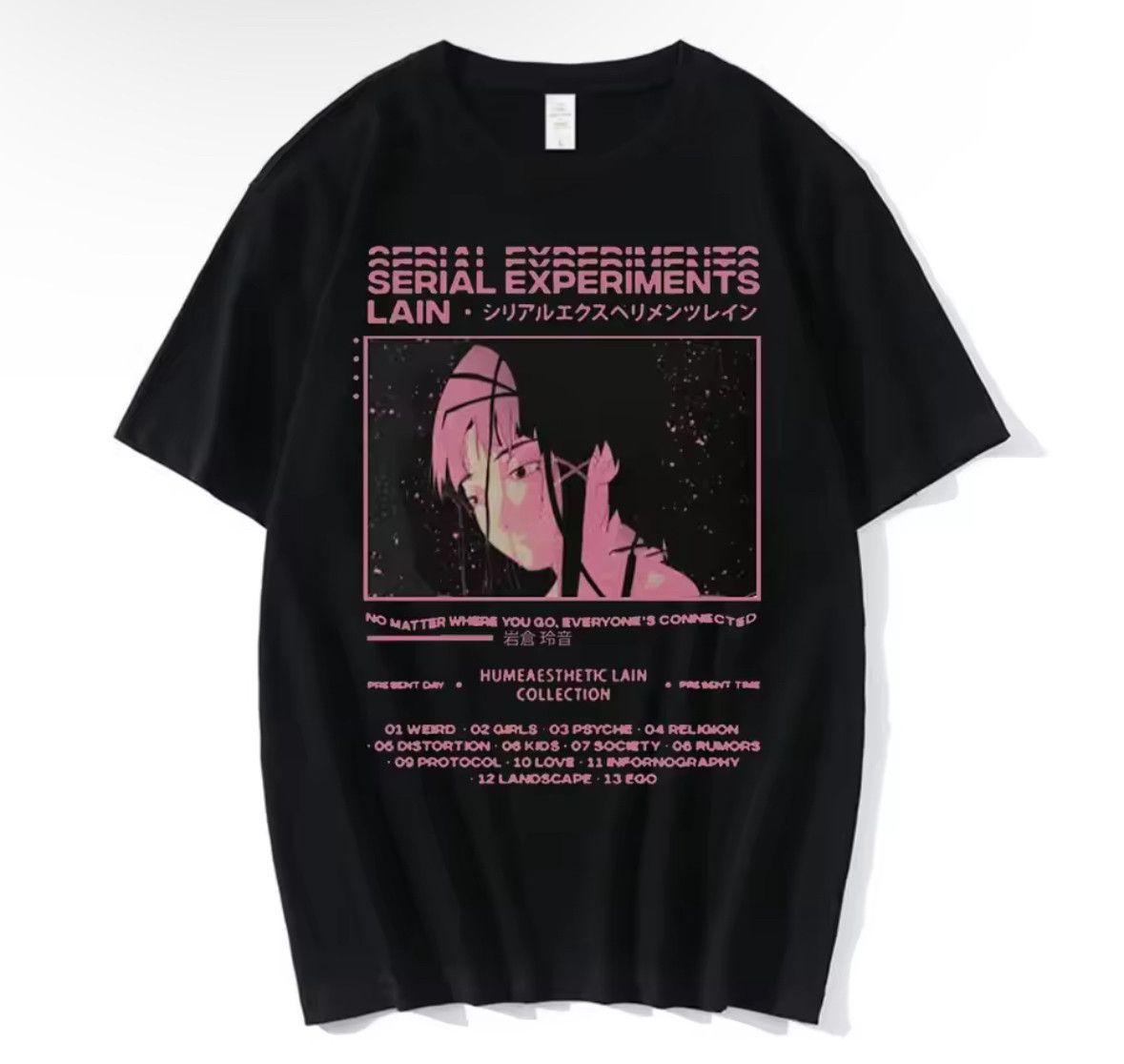 Japanese Brand Anime Y2k Serial Experiments Lain Short Sleeve T-Shirts, Hoodie, Sweatshirt