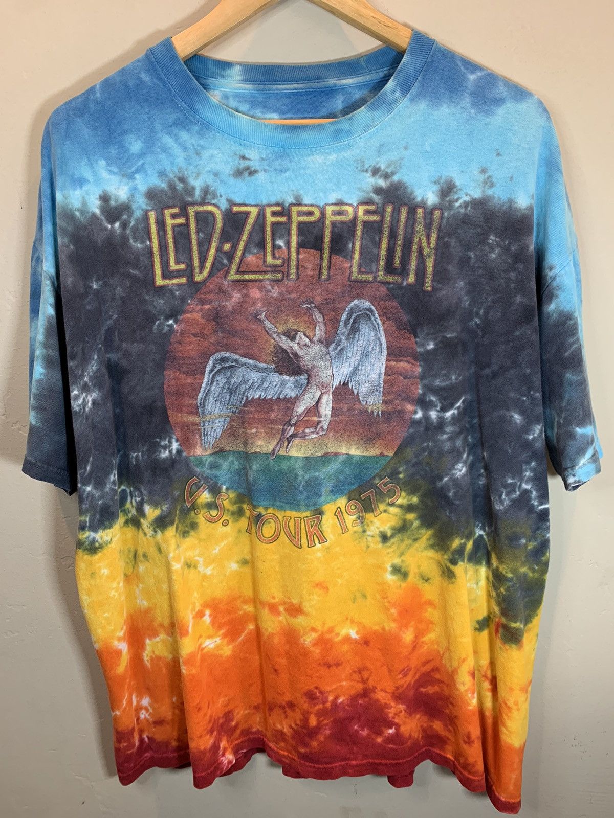 Zeppelin Rare Led Zeppelin Us Tour 1975 Band Tour Art Tie Dye Shirt Hoodie, Sweatshirt | PodTeesHub.com