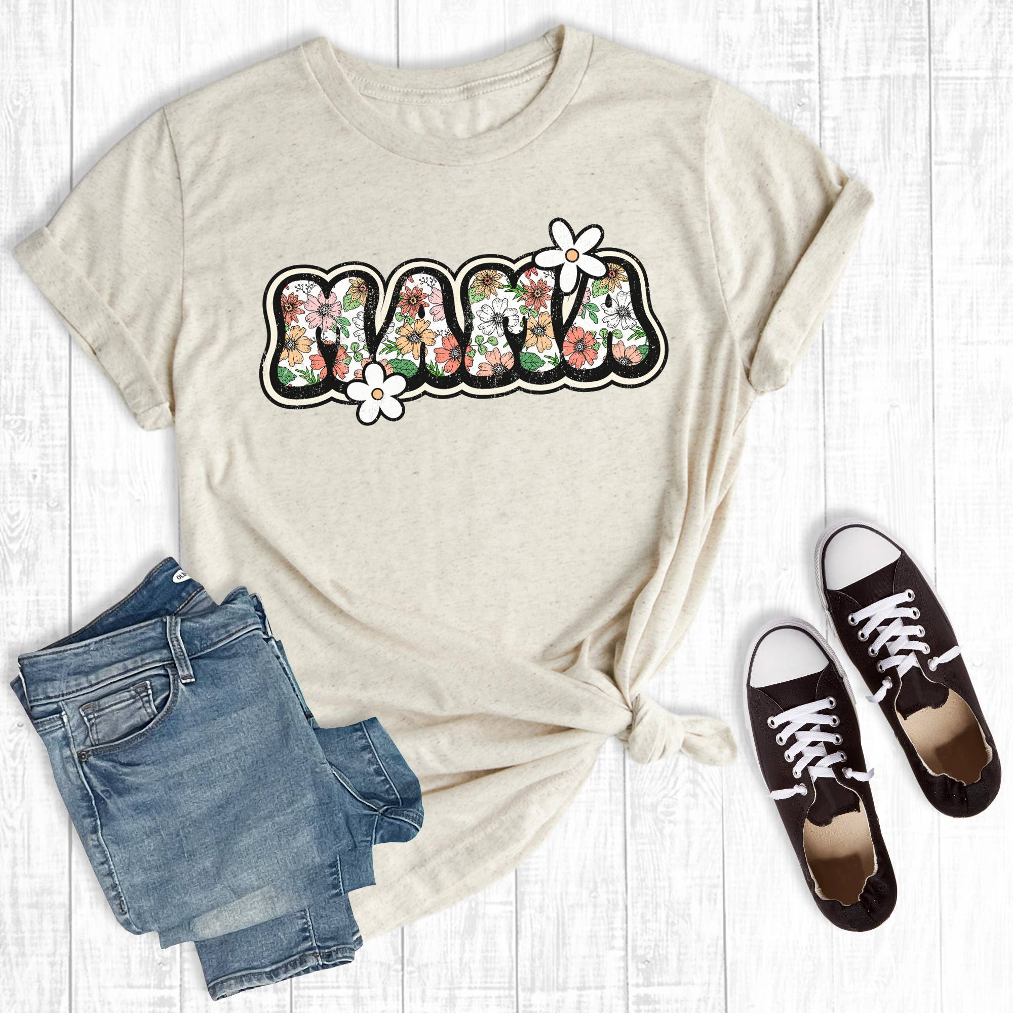 Boho Floral Mama Graphic Tee Hoodie, Sweatshirt | PodTeesHub.com