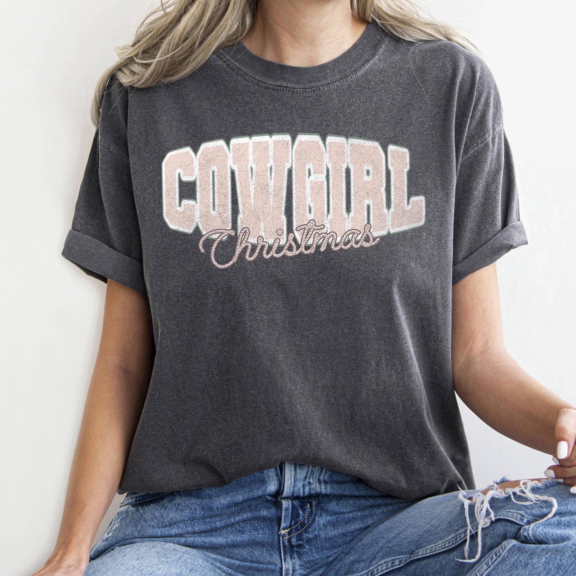 Cowgirl Christmas, Retro, Cute, College Text T-Shirt Hoodie, Sweatshirt | PodTeesHub.com