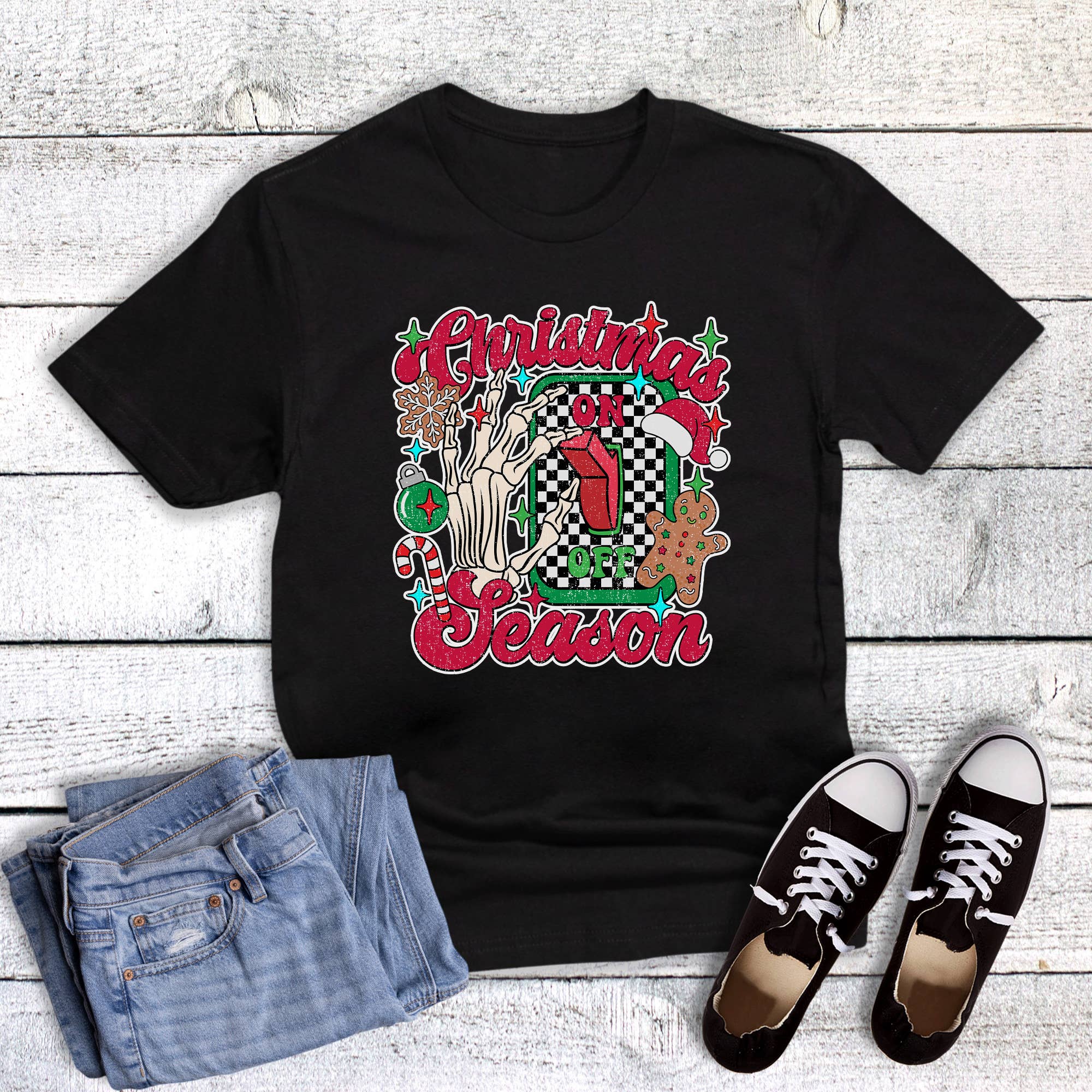 Christmas Season On Switch Checkered Graphic Tee Hoodie, Sweatshirt | PodTeesHub.com