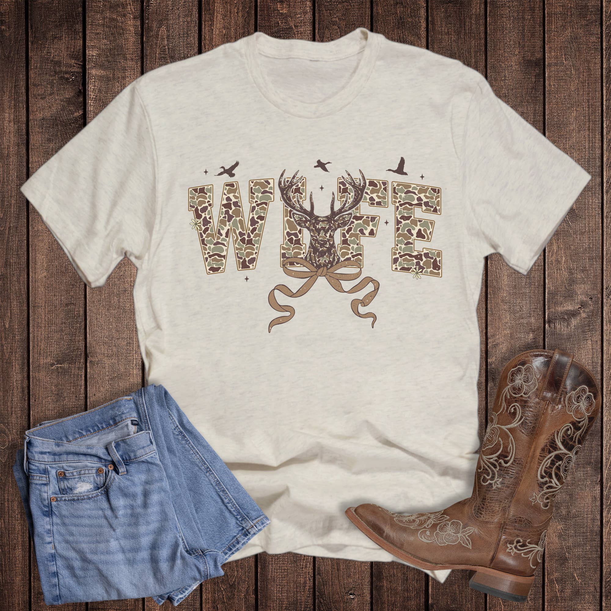 Hunting Deer Wife Graphic Tee Hoodie, Sweatshirt | PodTeesHub.com