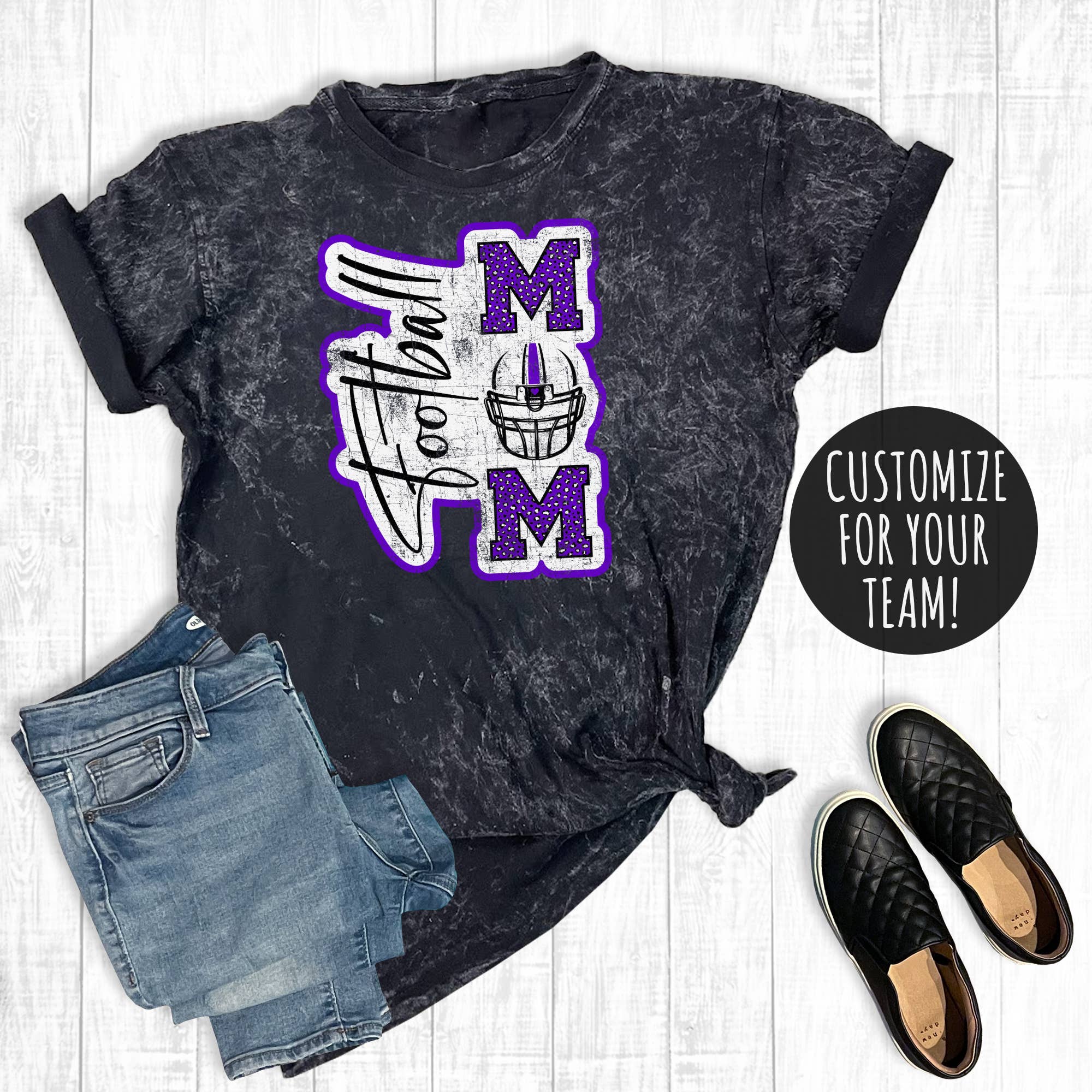 Custom Leopard Football Mom Game Day Mineral Wash Tee Hoodie, Sweatshirt | PodTeesHub.com