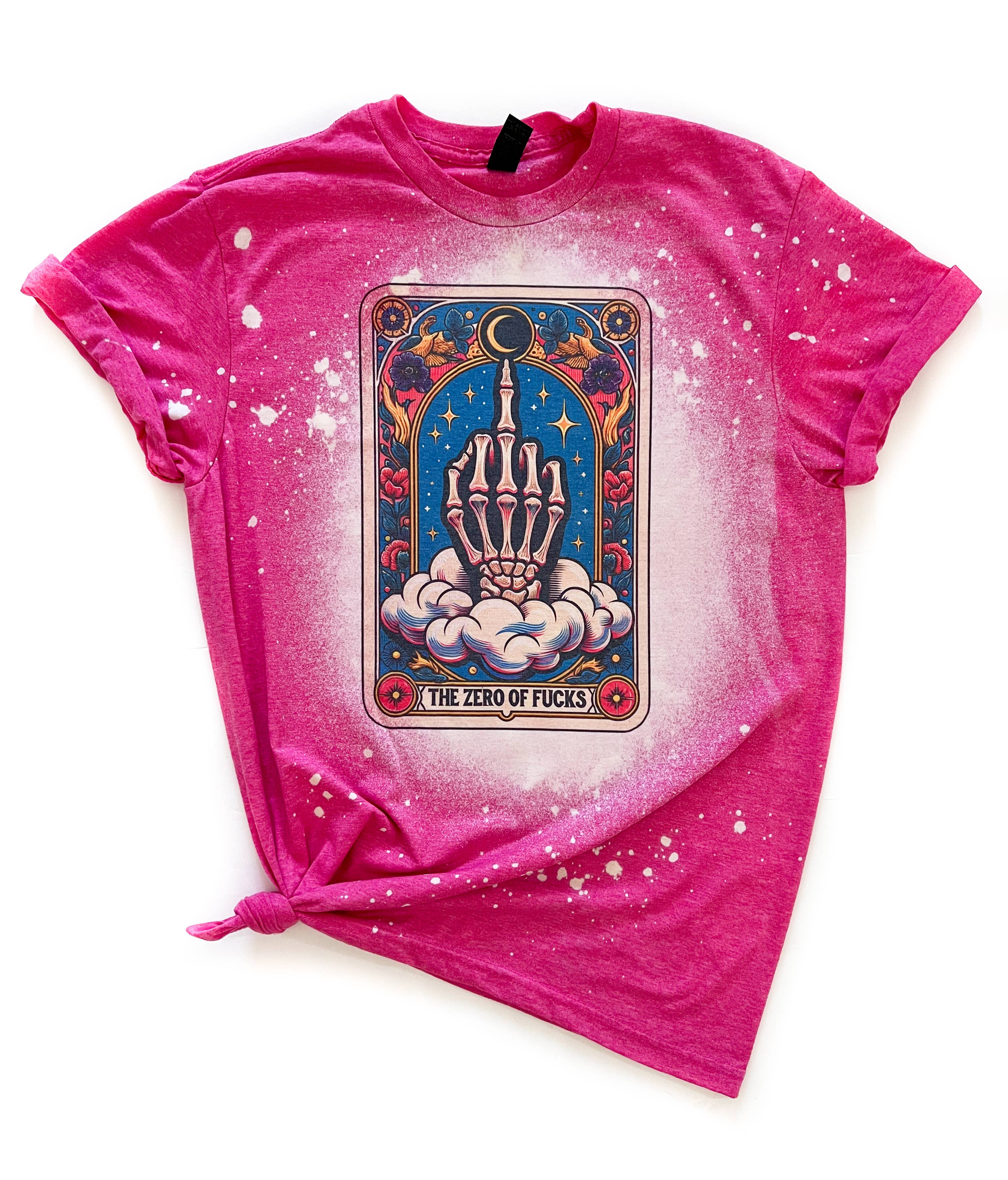 The Zero of F*Cks - Skeleton Tarot Card Bleached Tee Hoodie, Sweatshirt | PodTeesHub.com
