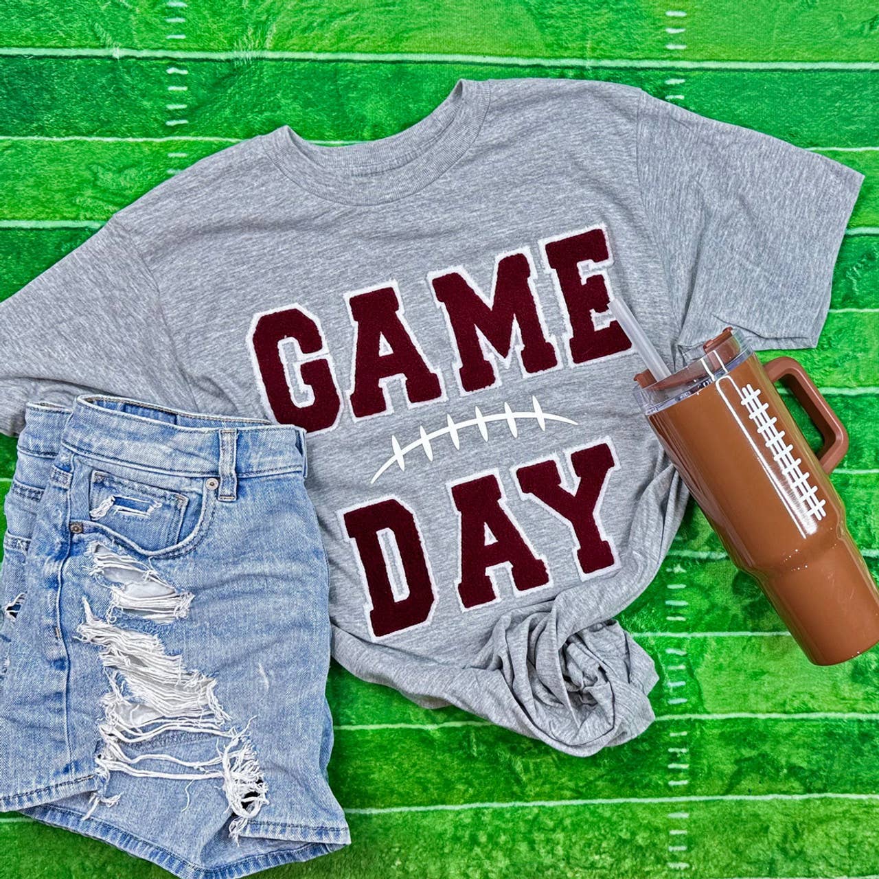 Maroon Game Day with Silicon Laces Tee Hoodie, Sweatshirt | PodTeesHub.com