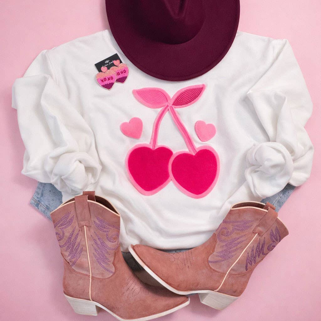 Fluffy Velvet Cherry Heart Sweatshirt T-Shirts, Hoodie | PodTeesHub.com