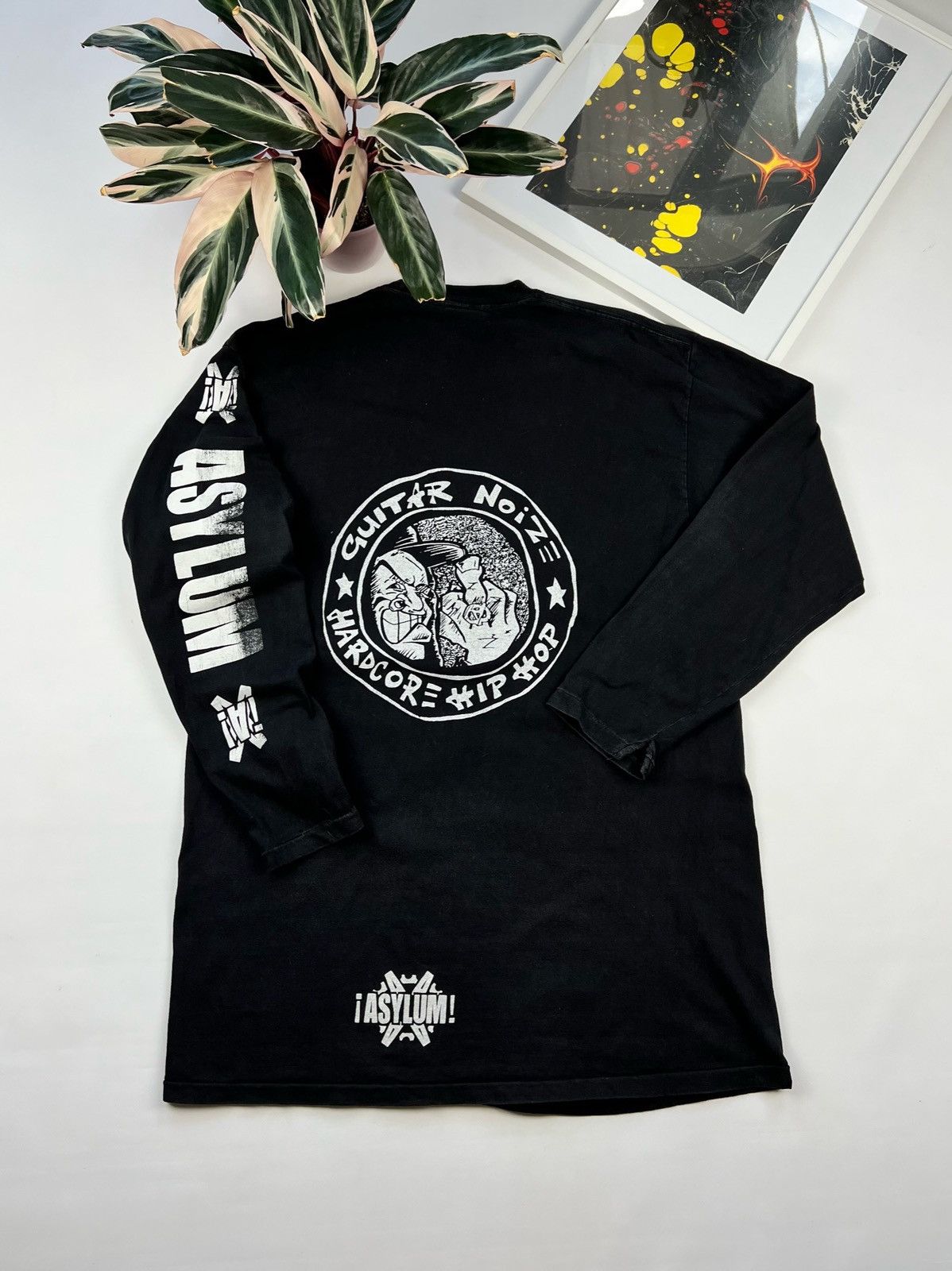 Rap Tees X Vintage Vintage Asylum Hardcore Hip Hop Guitar Noise Long Sleeve Tee Hoodie, Sweatshirt | PodTeesHub.com