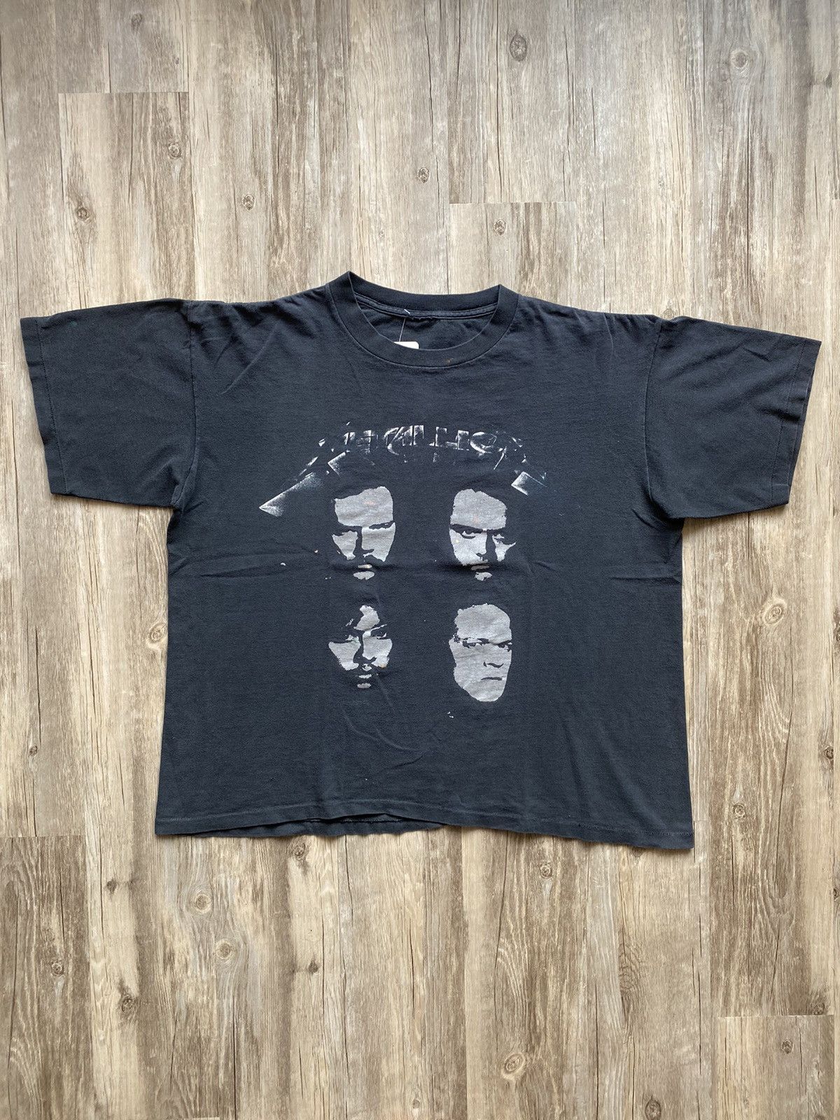 Metallica X Vintage Vintage 90s Metallica Black Album Tour Faded Graphic Tshirt Hoodie, Sweatshirt | PodTeesHub.com