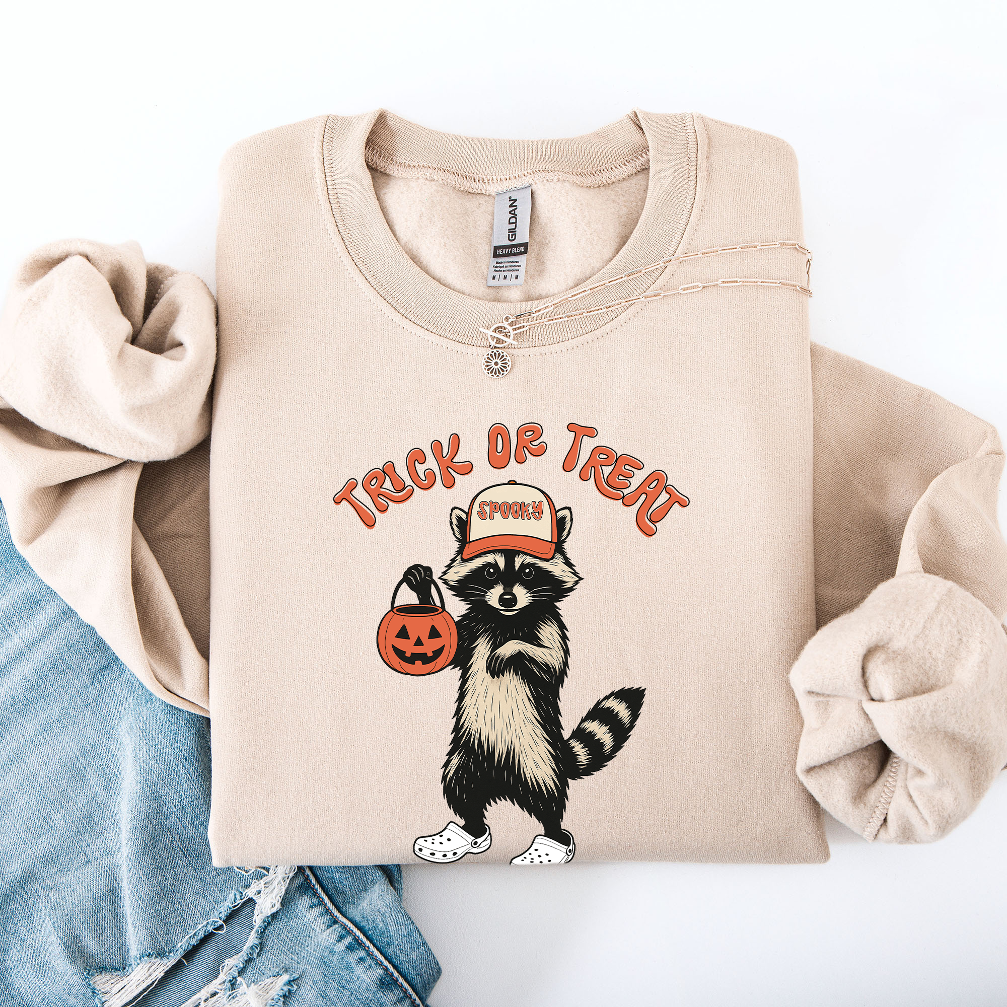 Raccoon, Trick or Treat, Cute, Halloween, Spooky Sweatshirt T-Shirts, Hoodie | PodTeesHub.com