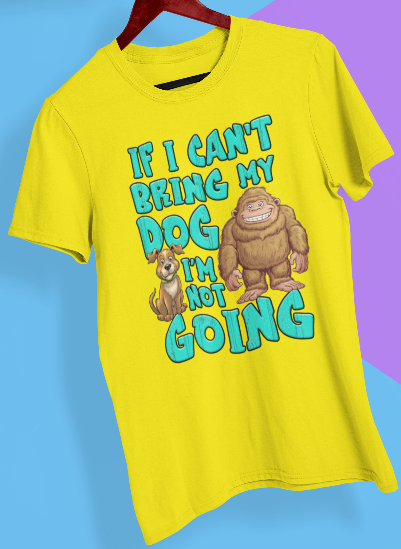 Bigfoot "Bring My Dog"  T-Shirt (Gildan Yellow) Hoodie, Sweatshirt | PodTeesHub.com