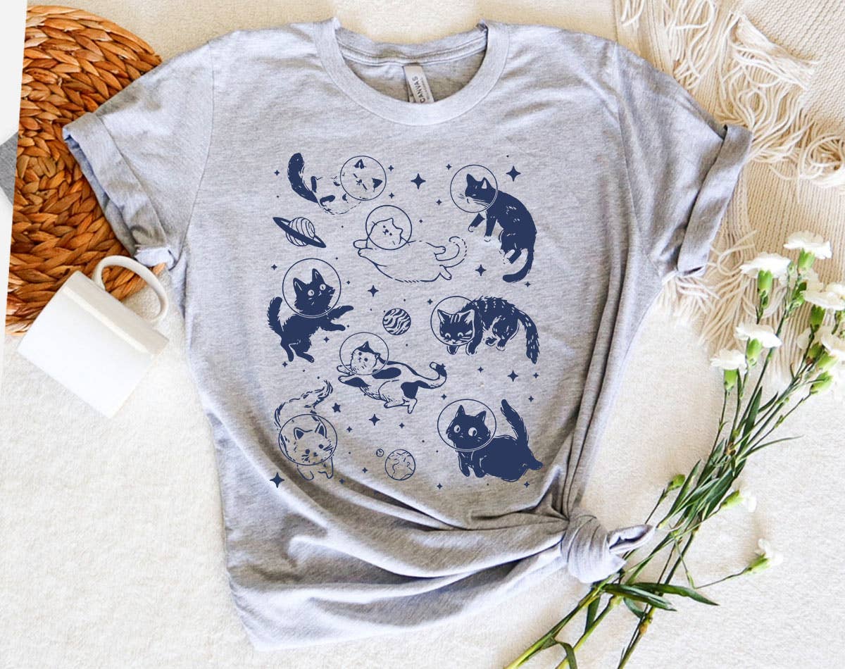 Cats Floating in Space - Cute Funny Cat Parody T-Shirt Hoodie, Sweatshirt | PodTeesHub.com