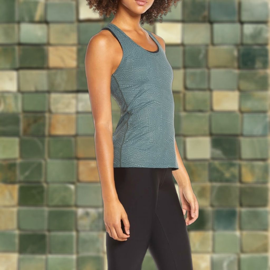 Vintage Zella Tank Women L Racerback Breathable Yoga Fitness Activewear Green Polka Dot 90s Or 2000s T-Shirts, Hoodie,...