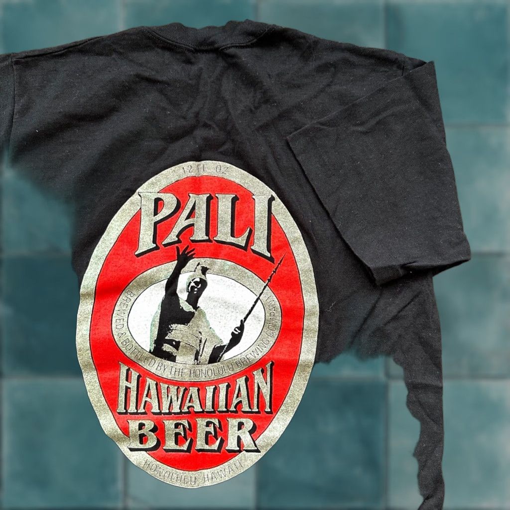 Jerzees Vintage Hawaiian Beer Pali T Shirt 90s Hawaii Drinkin Jerzees Black M Mens Crew Neck Short S Hoodie, Sweatshirt