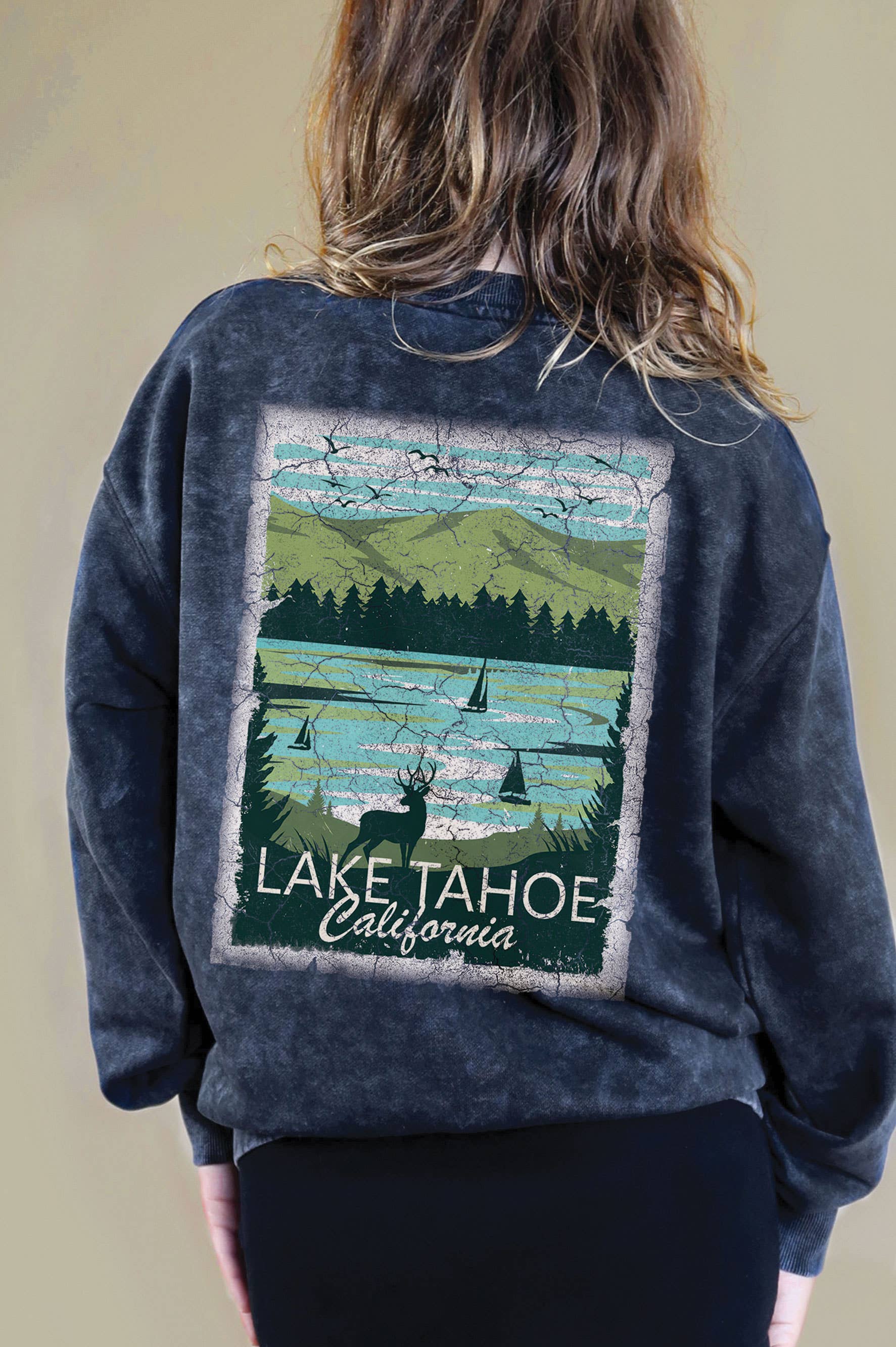 Lake Tahoe California F&B Mineral Graphic Brushed Sweatshirt T-Shirts, Hoodie | PodTeesHub.com