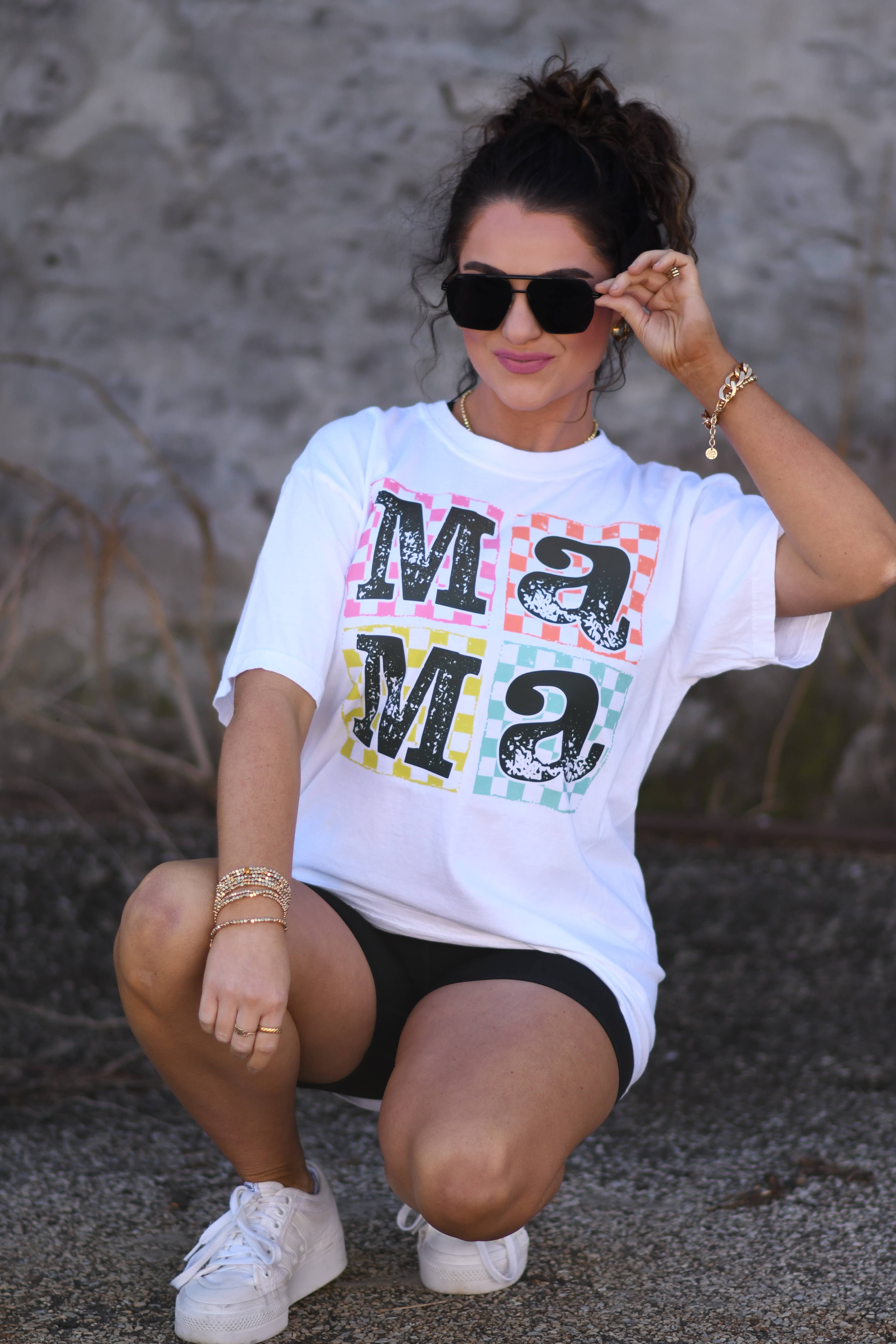 Stacked Checkered Mama Tee Hoodie, Sweatshirt | PodTeesHub.com