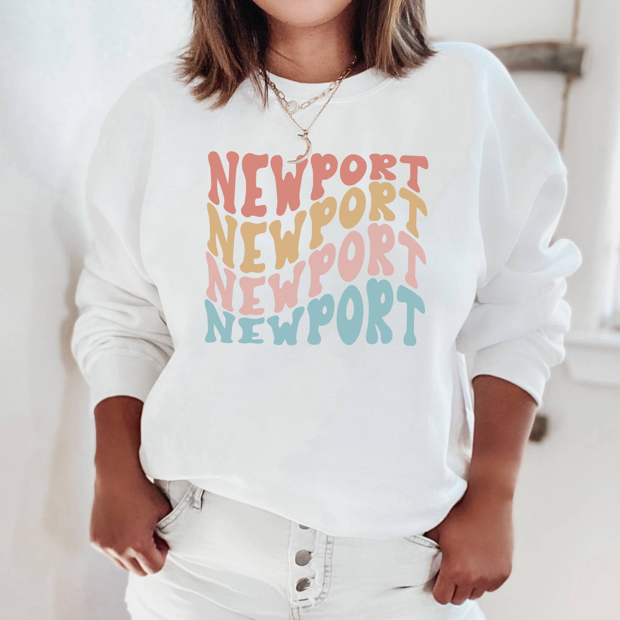 Custom Wavy Location Crewneck Sweatshirt | S-2XL T-Shirts, Hoodie | PodTeesHub.com