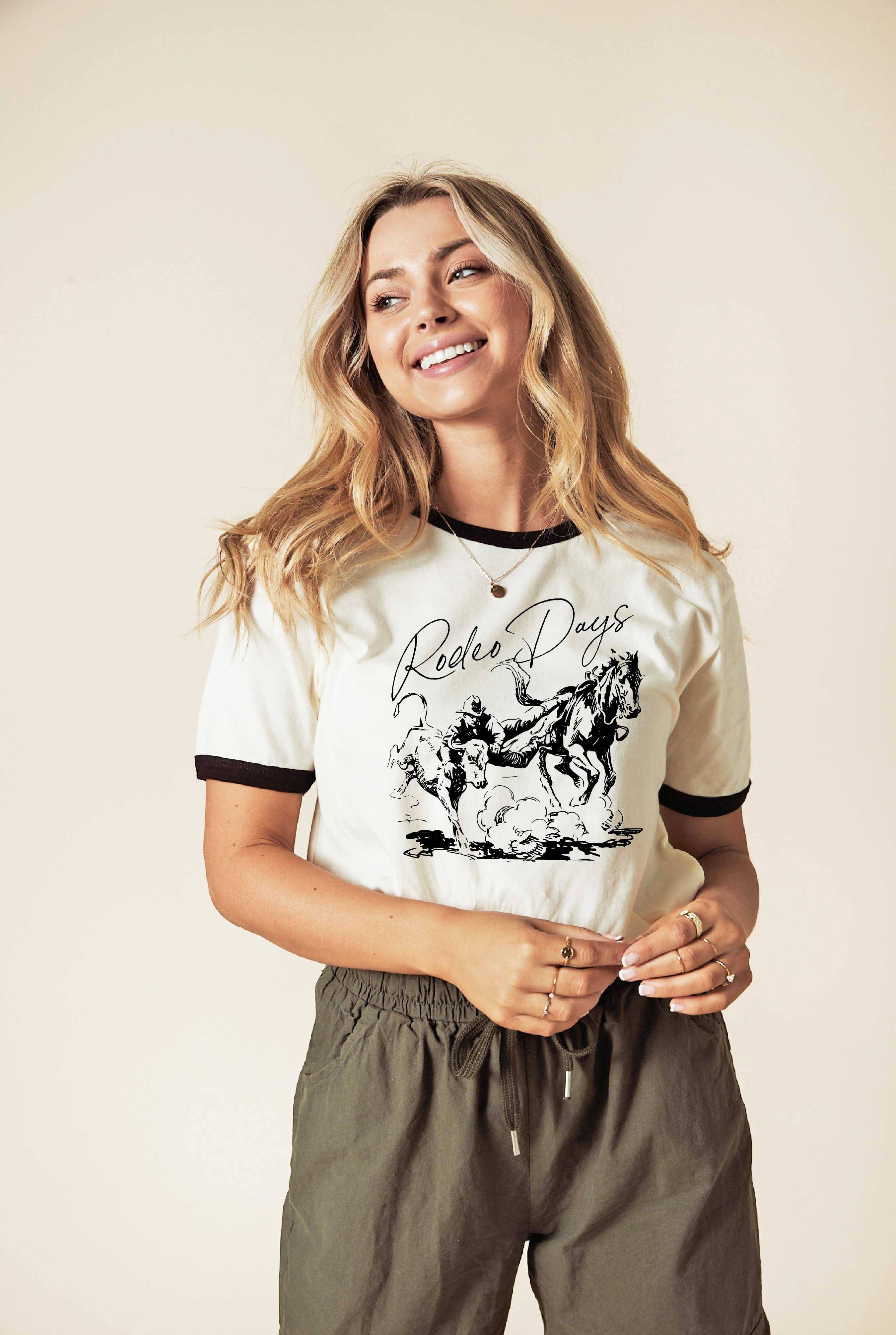 Rodeo Days Ringer Graphic T-Shirt Hoodie, Sweatshirt | PodTeesHub.com