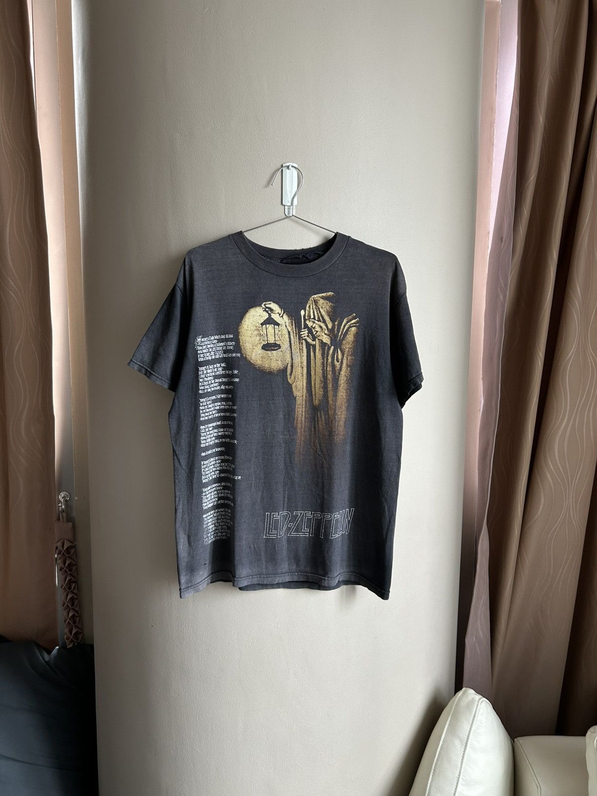 Band Tees Vintage Led Zeppelin Thrashed Band Tee Shirt Metal Rock Hoodie, Sweatshirt | PodTeesHub.com