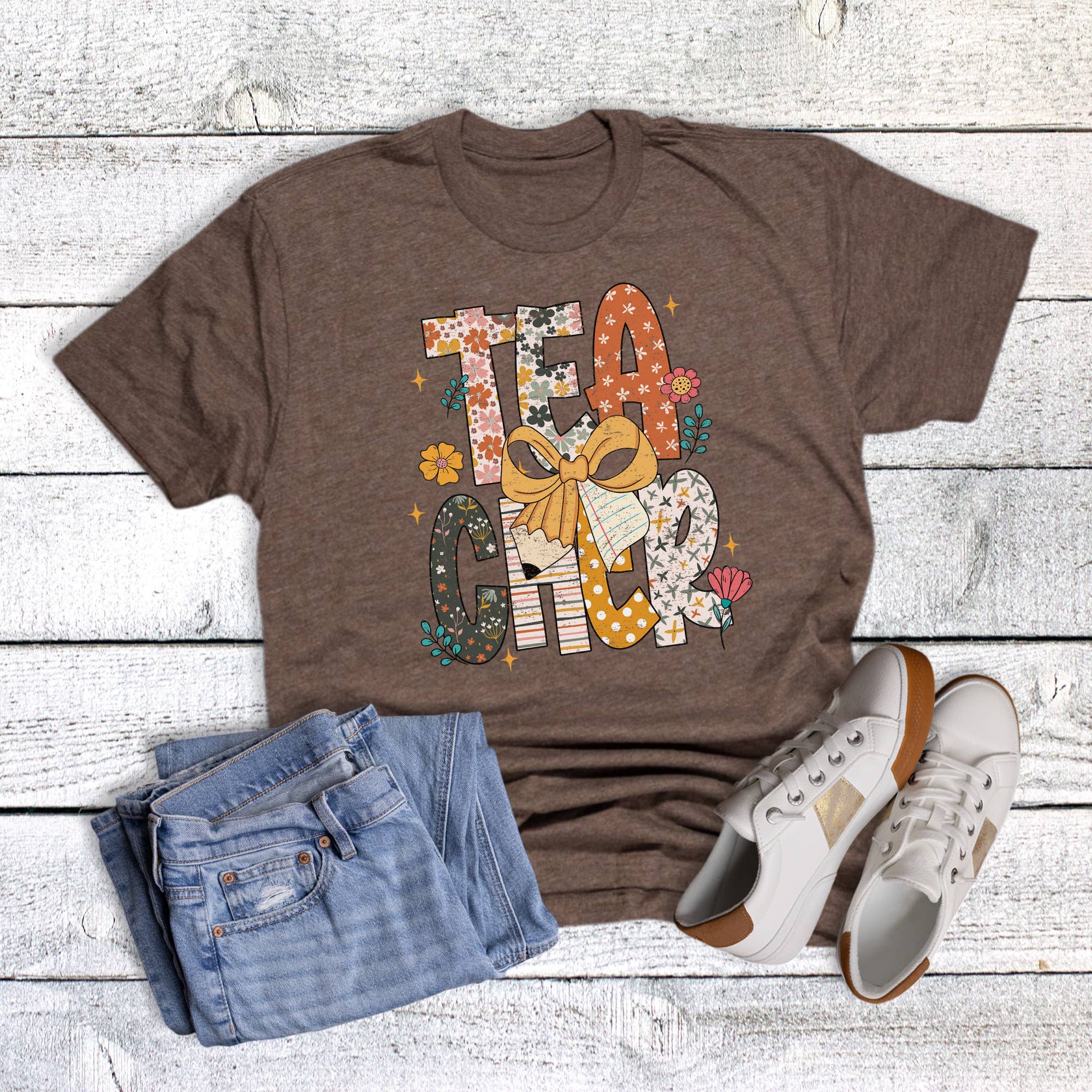 Boho Wildflower Teacher Graphic Tee Hoodie, Sweatshirt | PodTeesHub.com