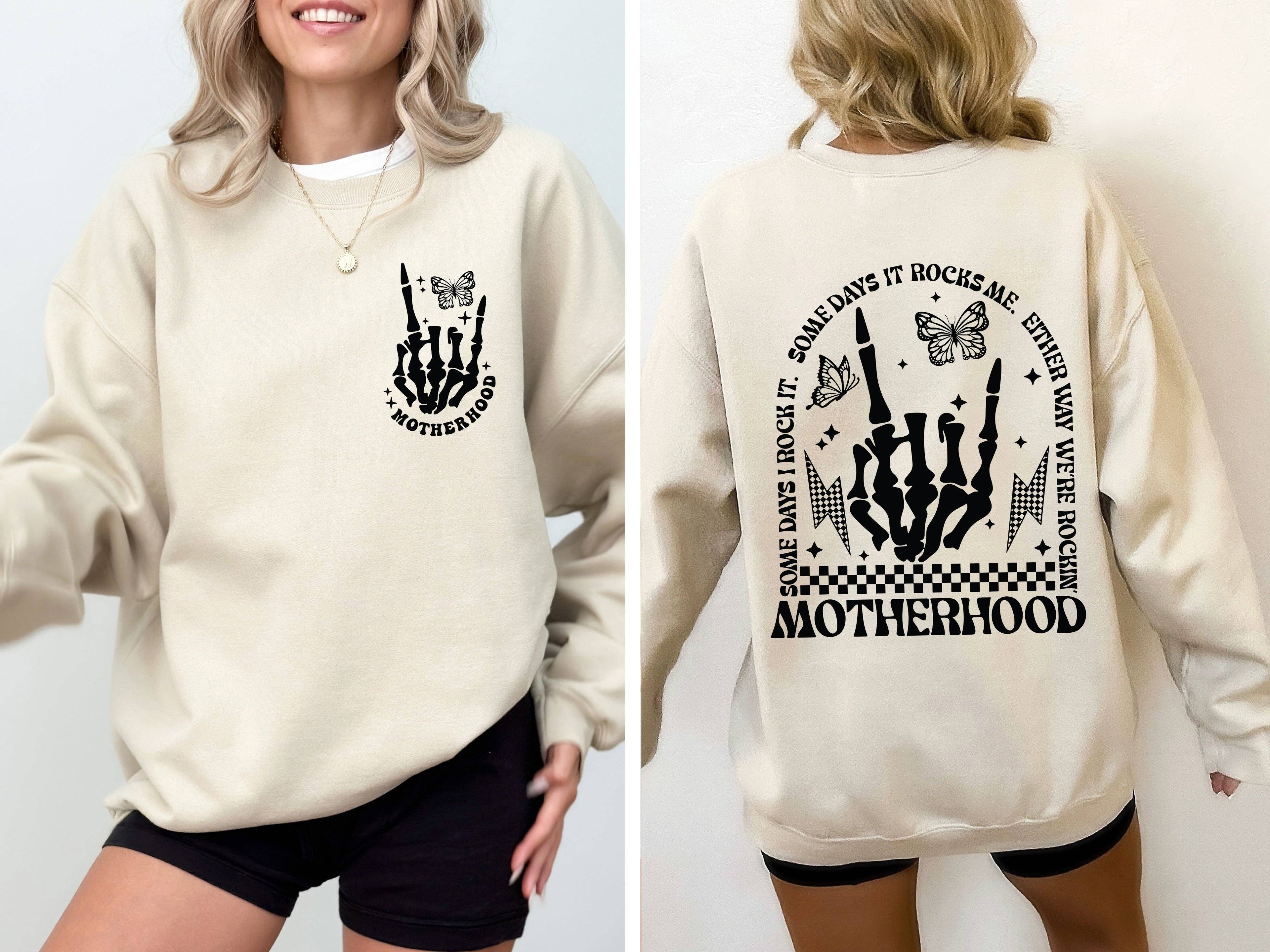 Motherhood Rocks, Mother's Day, Skeleton, Trend Sweatshirt T-Shirts, Hoodie | PodTeesHub.com