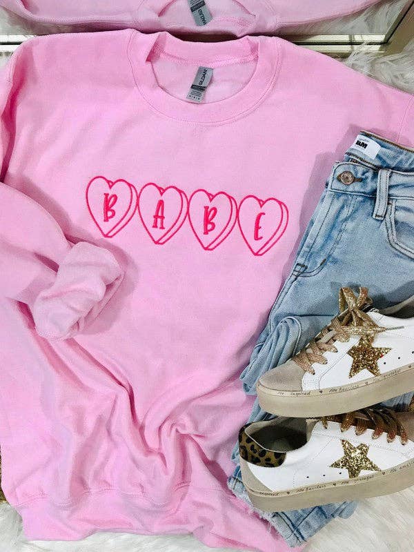 Babe Candy Heart Embroidered Sweatshirt T-Shirts, Hoodie | PodTeesHub.com
