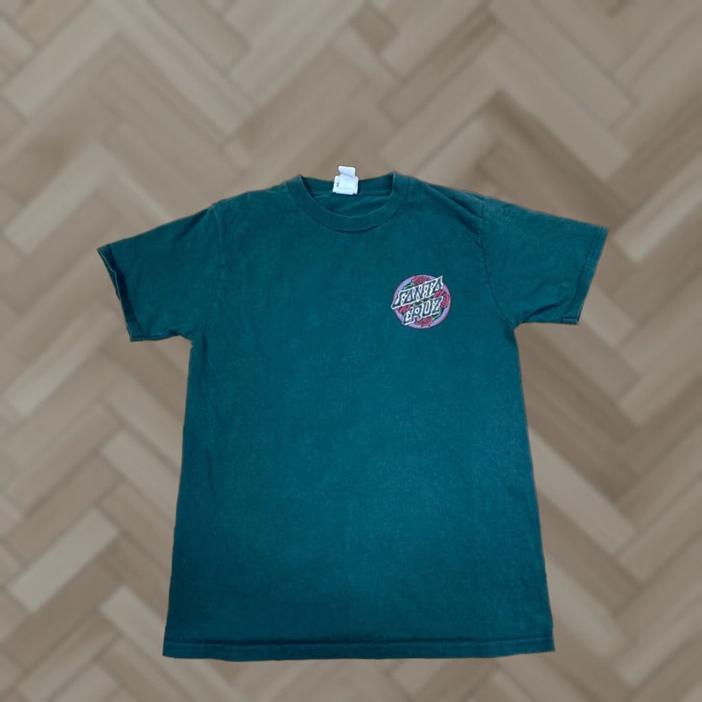 Vintage Santa Cruz Skateboards T Shirt Mens S Green Crew Neck Casual 90s California Sports Hoodie, Sweatshirt