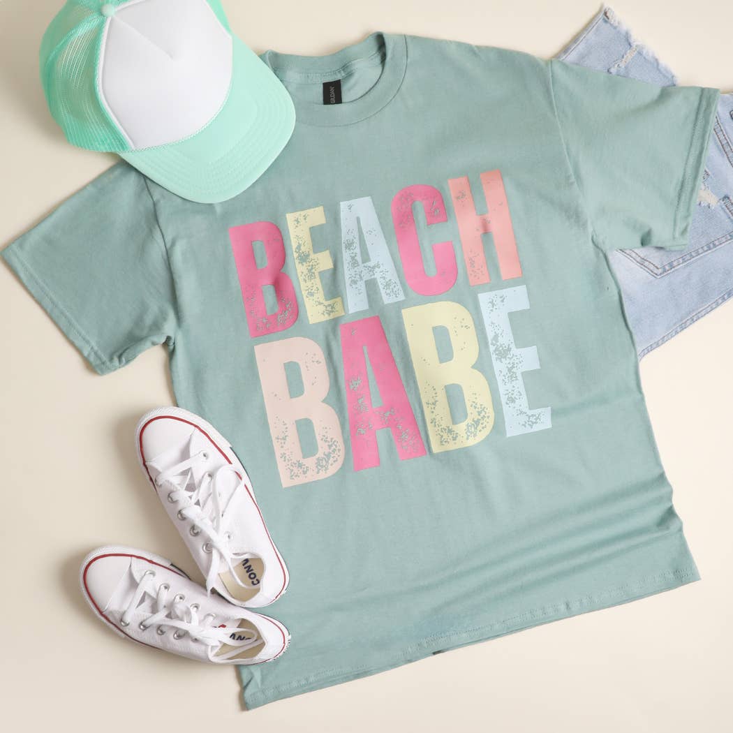 Beach Babe Heavy Cotton Distressed Graphic T-Shirt Hoodie, Sweatshirt | PodTeesHub.com