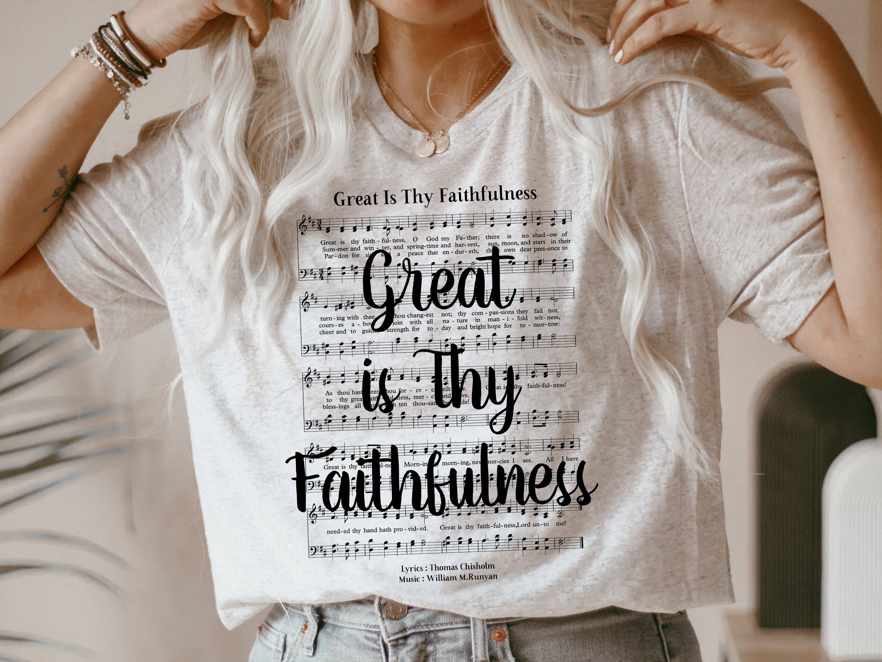 Great Is Thy Faithfulness Hymn T-Shirt - Black Ink Hoodie, Sweatshirt | PodTeesHub.com