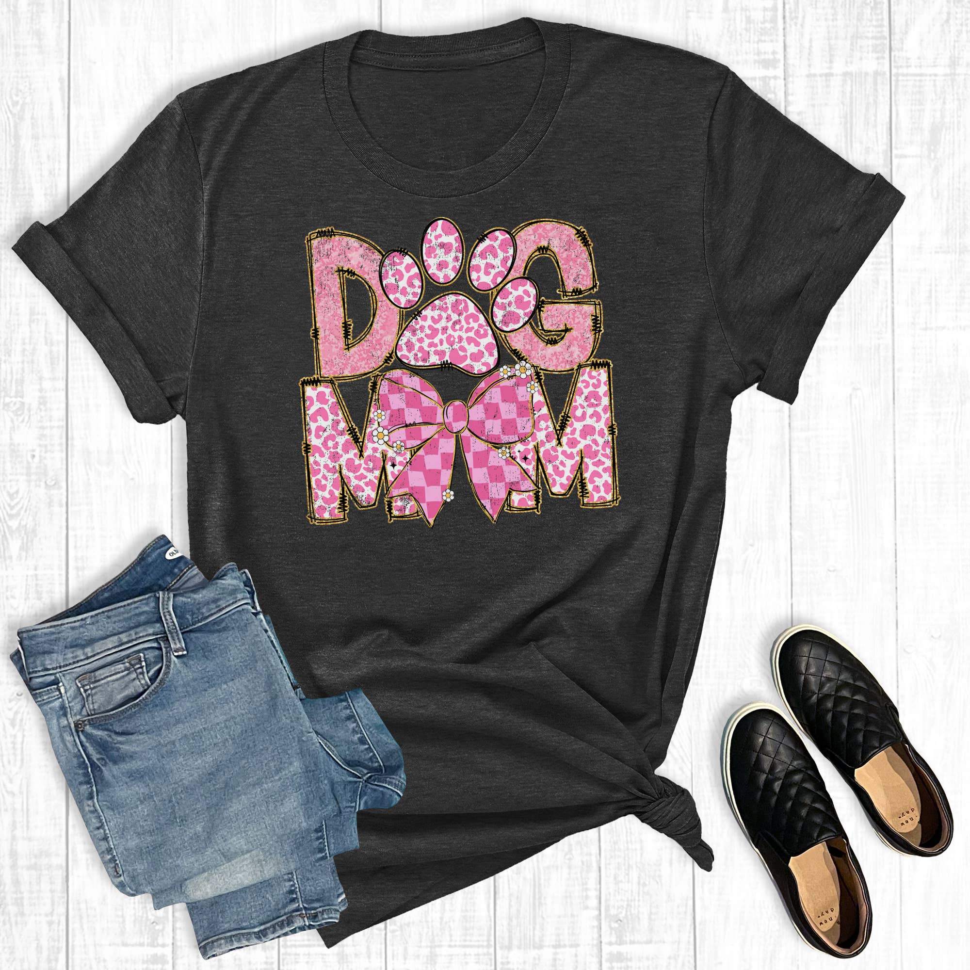 Retro Coquette Leopard Dog Mom Graphic Tee Hoodie, Sweatshirt | PodTeesHub.com