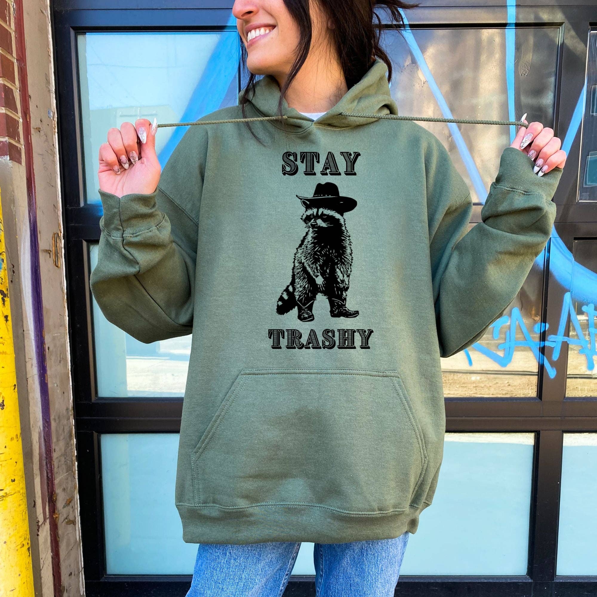 Stay Trashy Raccoon Cowboy Unisex Sweatshirt T-Shirts, Hoodie | PodTeesHub.com