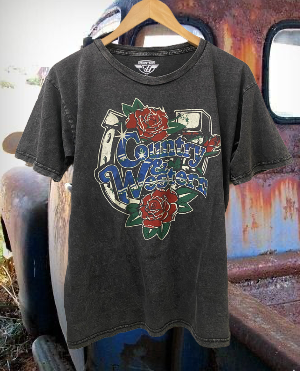 Country & Western Horseshoe Acid Washed 90's Unisex T Shirt Hoodie, Sweatshirt | PodTeesHub.com