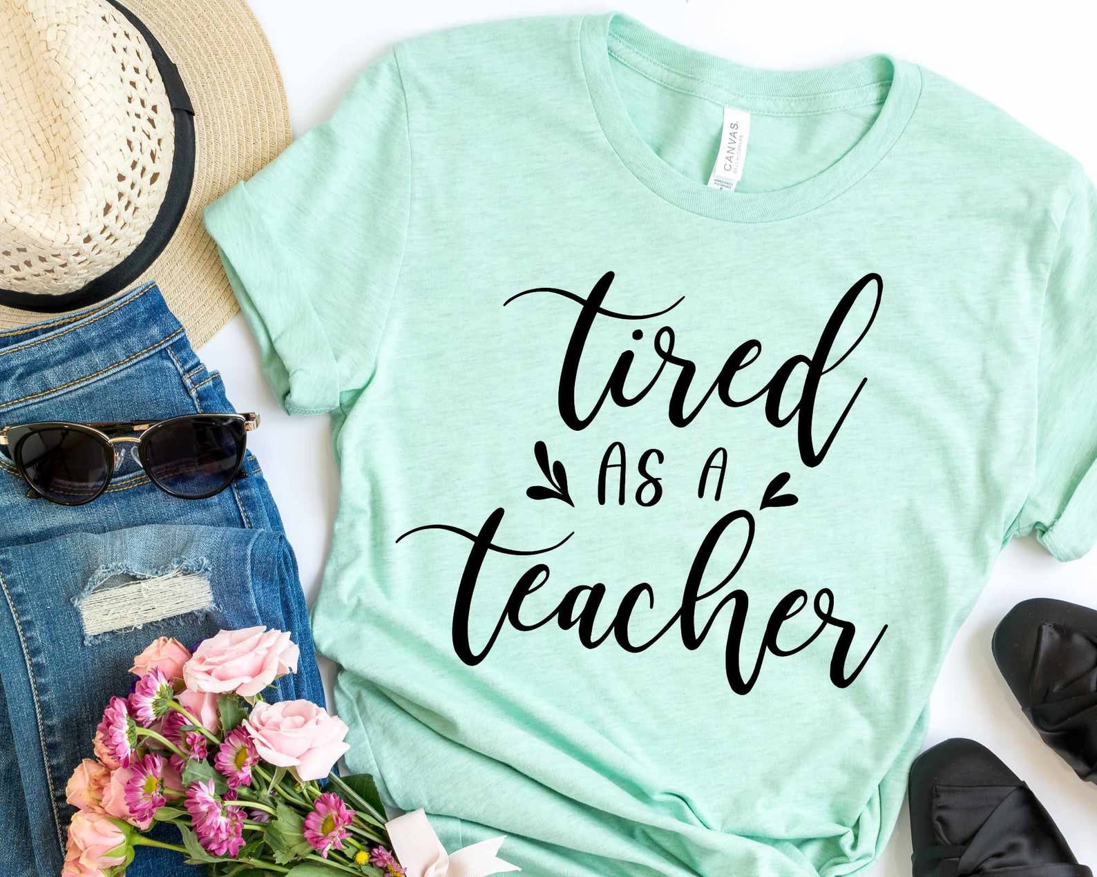Tired As A Teacher T Shirt Hoodie, Sweatshirt | PodTeesHub.com