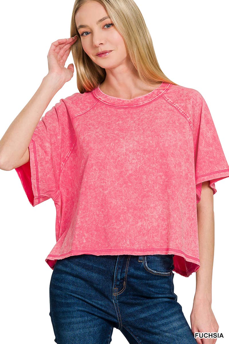 0812 Acid Washed Raglan Sleeve Crop Tee SI-27746 Hoodie, Sweatshirt | PodTeesHub.com