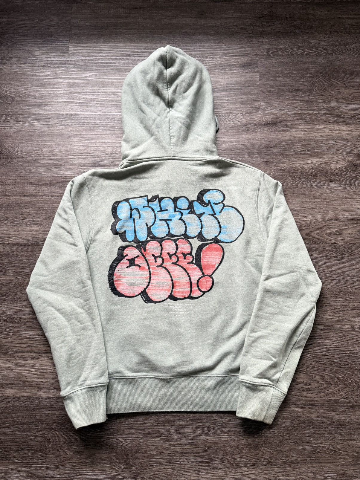 White Off White Graffiti Hoodie Green Size Small Virgil Abloh T-Shirts, Sweatshirt | PodTeesHub.com