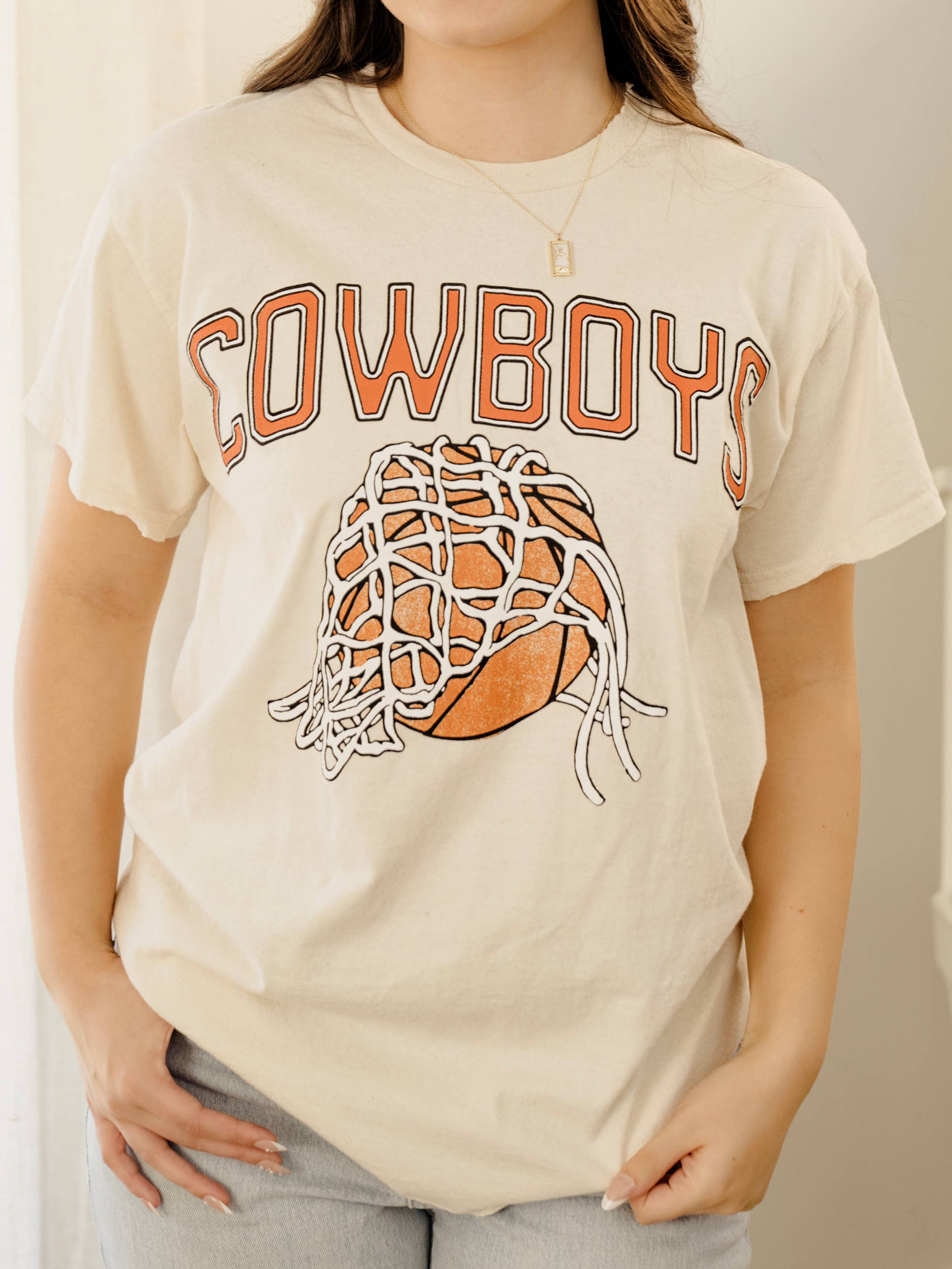 Osu Cowboys Basketball Fling Puff Ink Off White Thrifted Tee Hoodie, Sweatshirt | PodTeesHub.com
