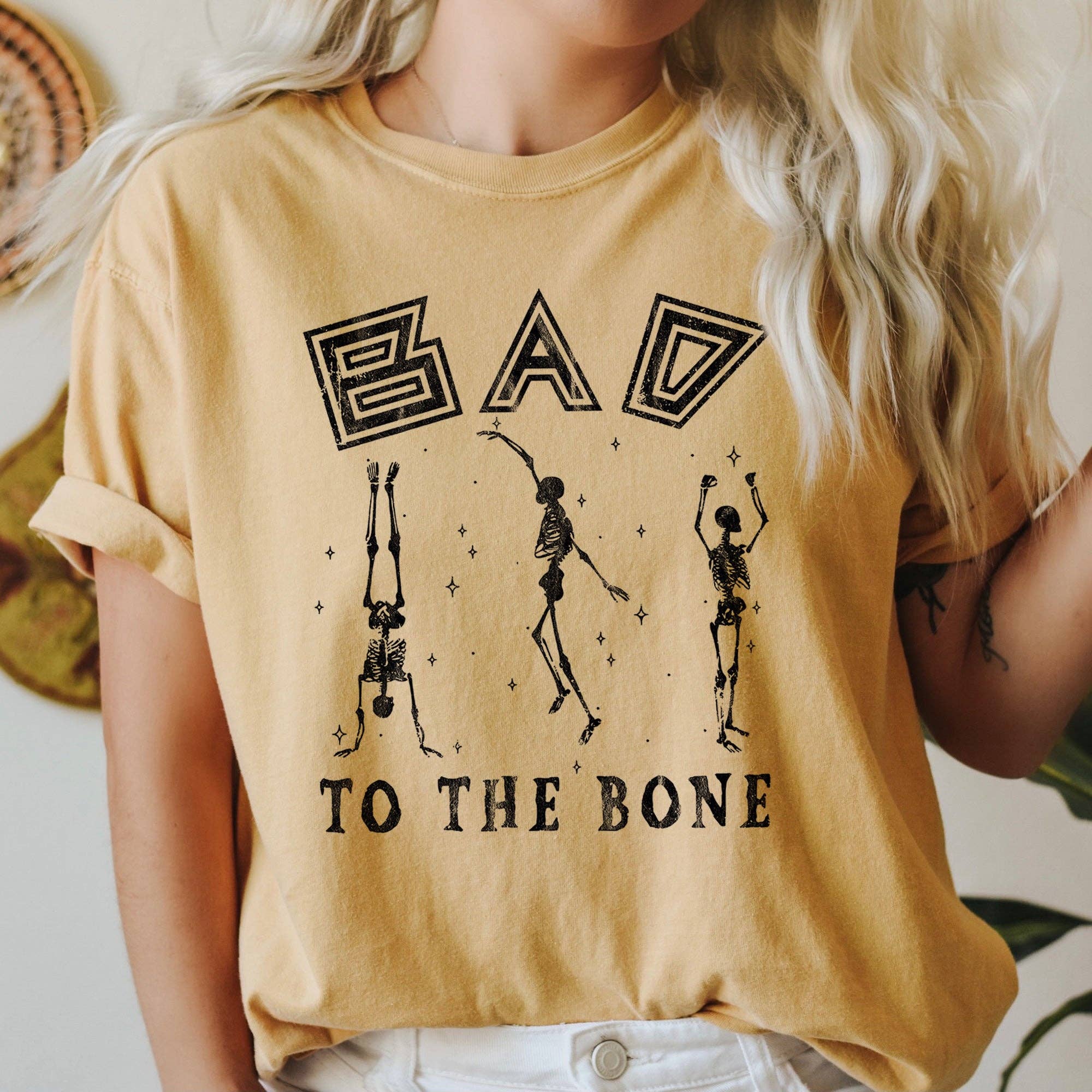 Bad To the Bone T-Shirt Black Print Hoodie, Sweatshirt | PodTeesHub.com