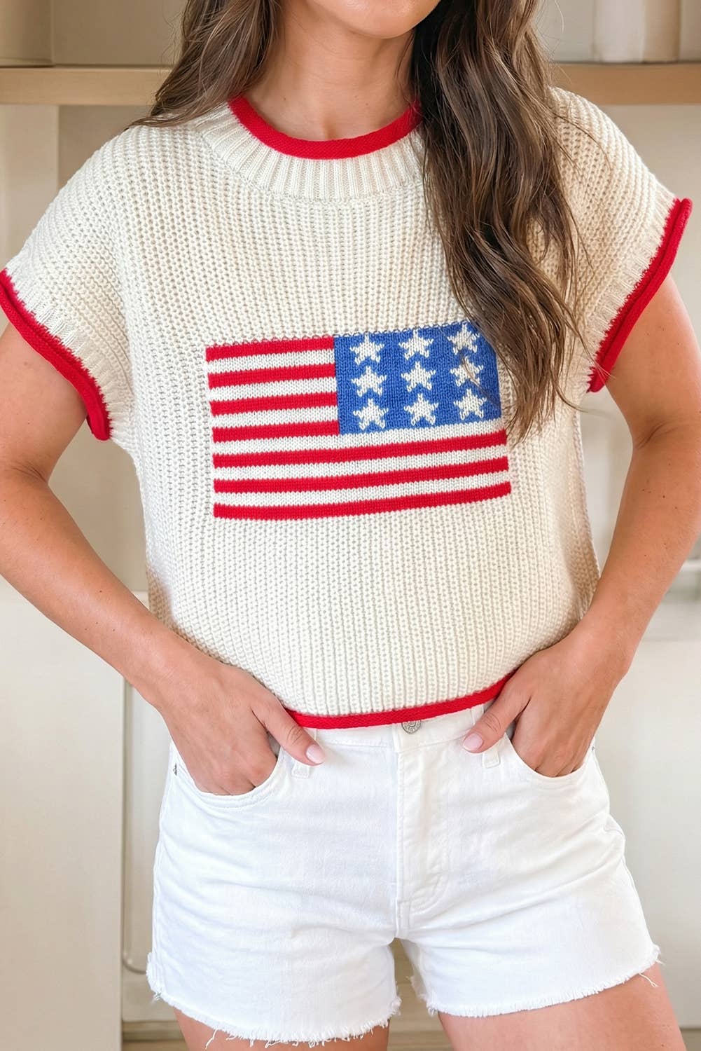 Flag Print Cropped Short Sleeve Sweater (S-Xl) T-Shirts, Hoodie, Sweatshirt | PodTeesHub.com