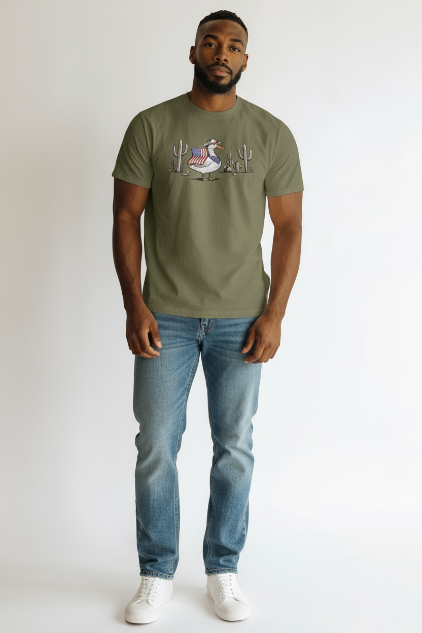 Duck American Flag Military Green T-Shirt Hoodie, Sweatshirt | PodTeesHub.com