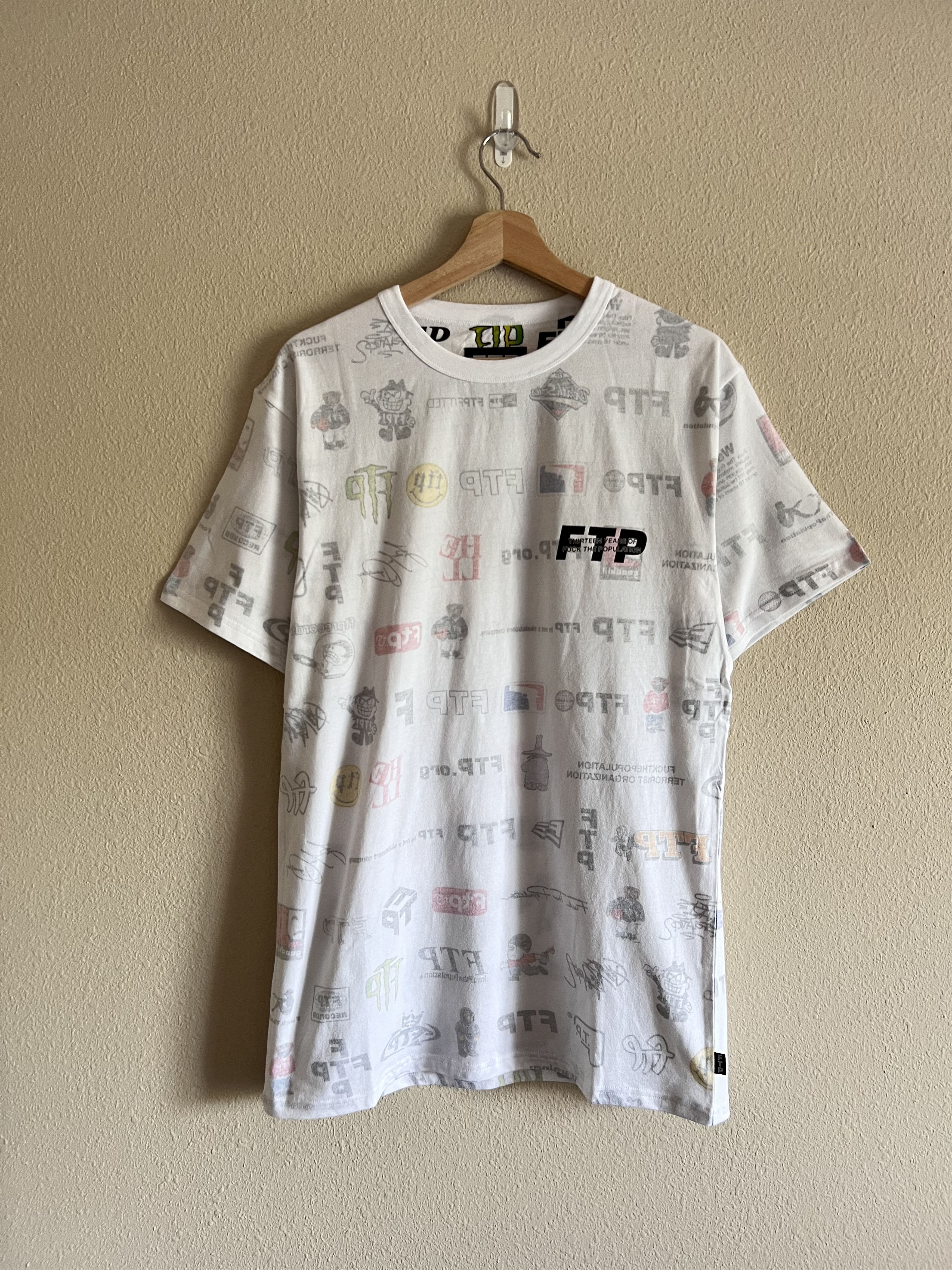 Fuck The Population Ftp 13 Year Anniversary Tee In All Over Print White Hoodie, Sweatshirt | PodTeesHub.com